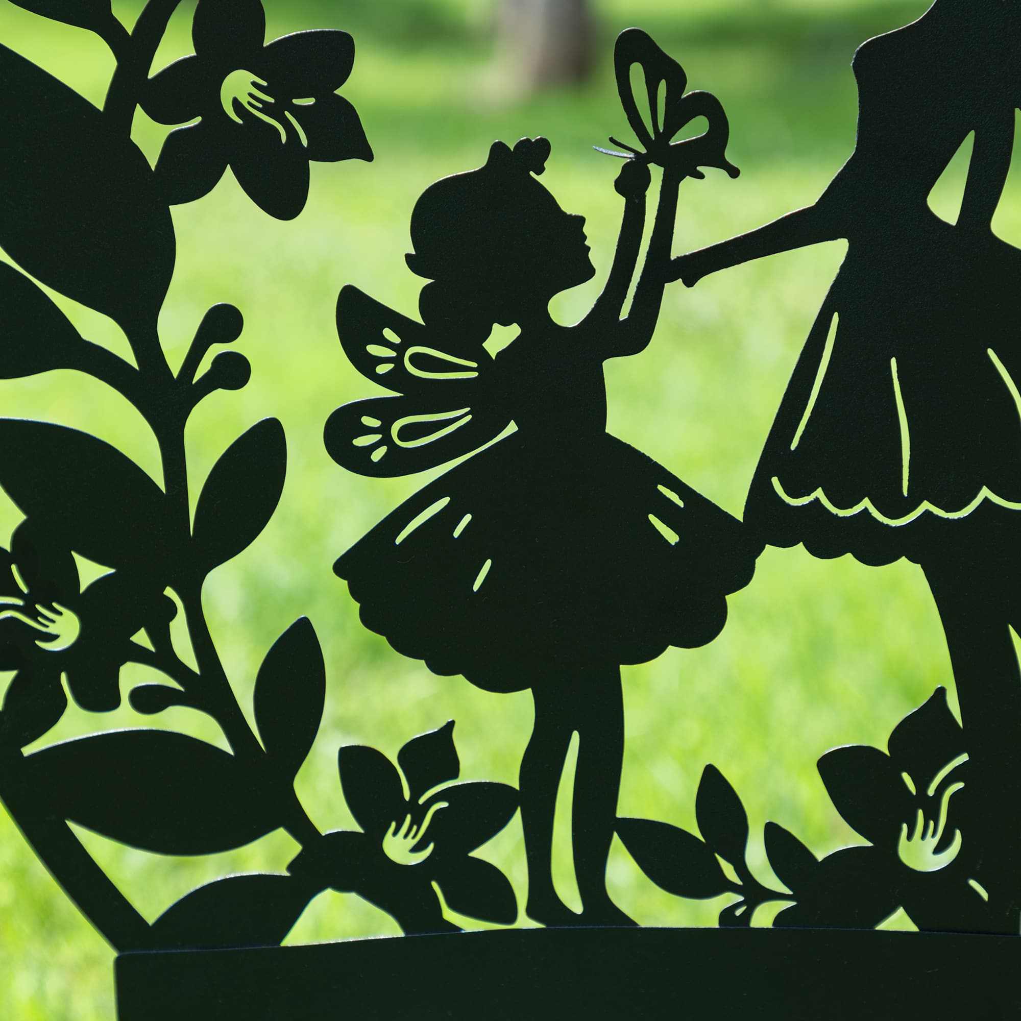 Glitzhome® 30" 2-in-1 Painted Metal Flower Fairy Silhouette Garden Yard Stake & Wall Decor
