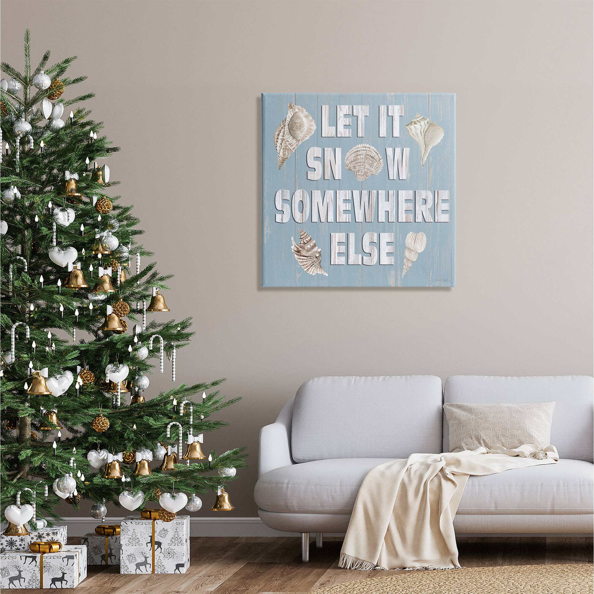 Stupell Industries Let It Snow Somewhere Else Seashells Canvas Wall Art