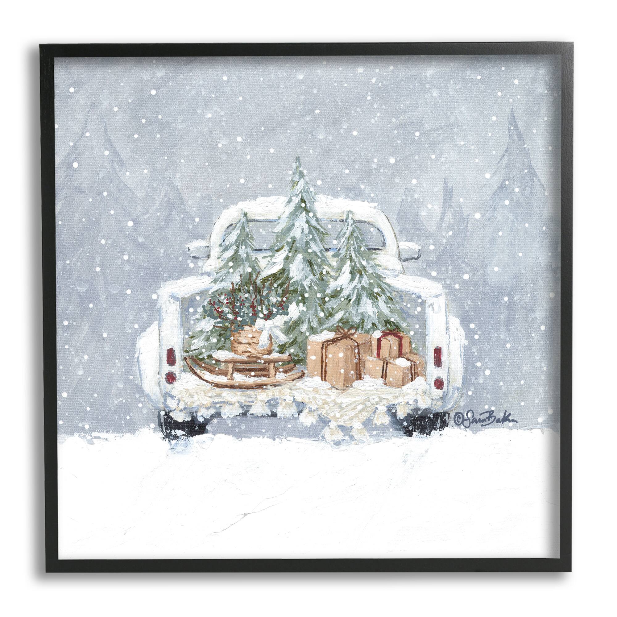 Stupell Industries Winter Snow Holiday Gifts Framed Giclee Art