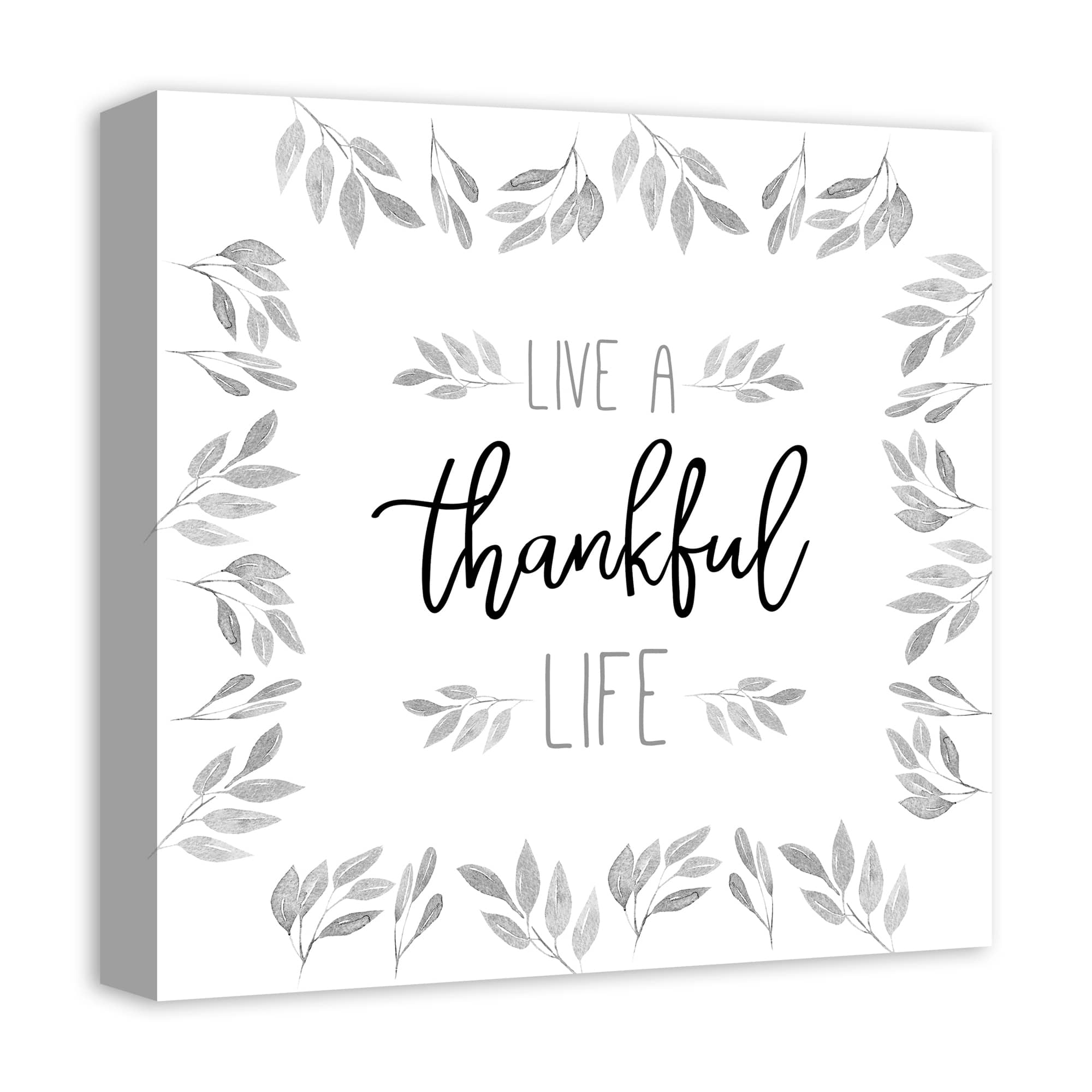 Thankful Life Fall Leaves Canvas Wall Art