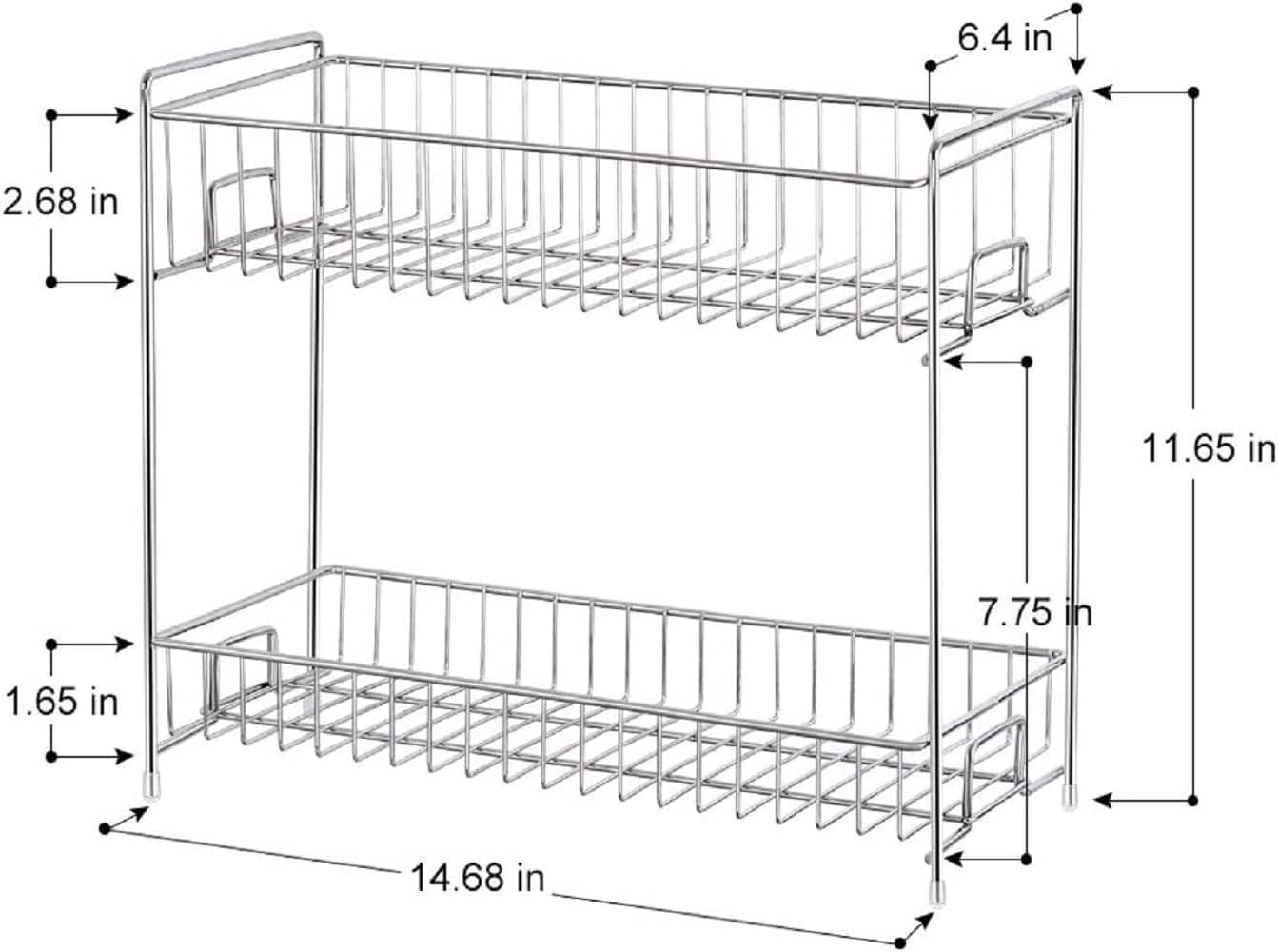 NEX™ Silver 2-Tier Standing Rack Countertop Storage Organizer
