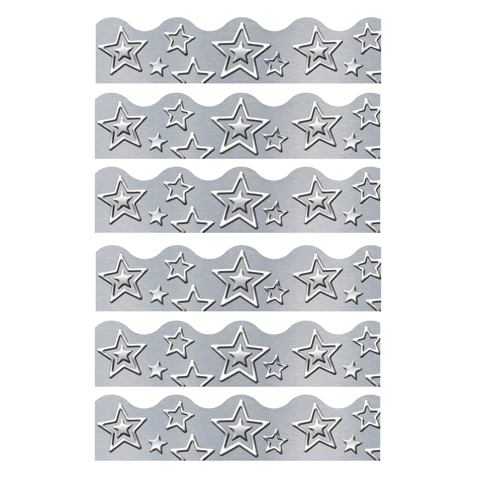 Trend Enterprises® Terrific Trimmers® I Heart Metal Silver Stars Border Trim, 234ft.