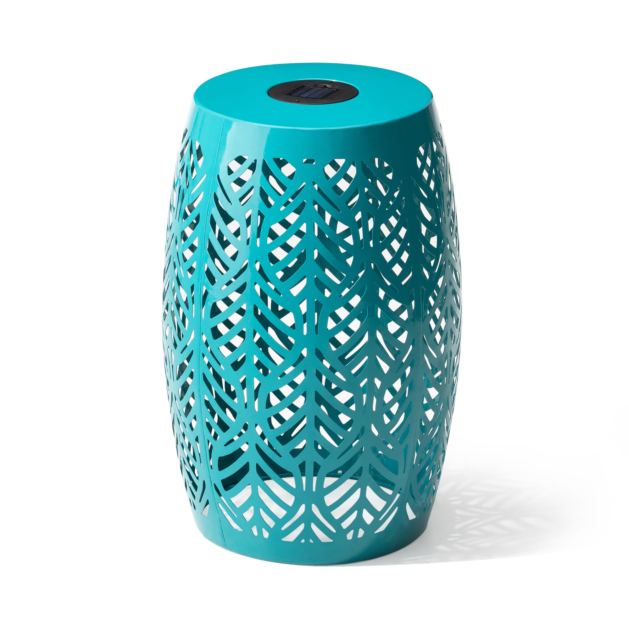 Glitzhome® 18.25" Multifunctional Solar Powdered Iron Leaf Cutout Garden Stool