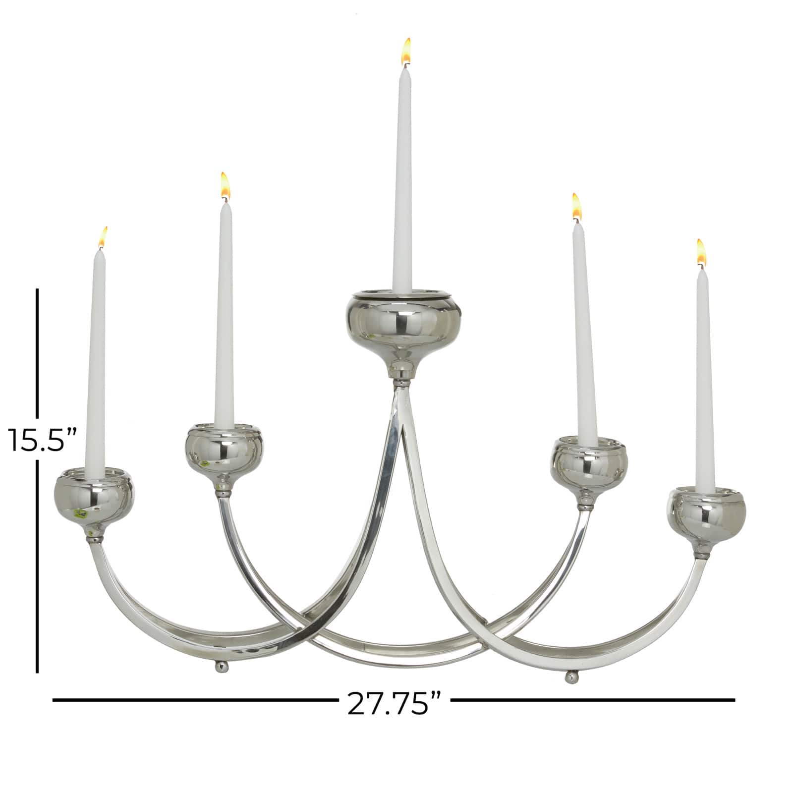 Silver Stainless Steel Candlestick Holders, 15x28x5"