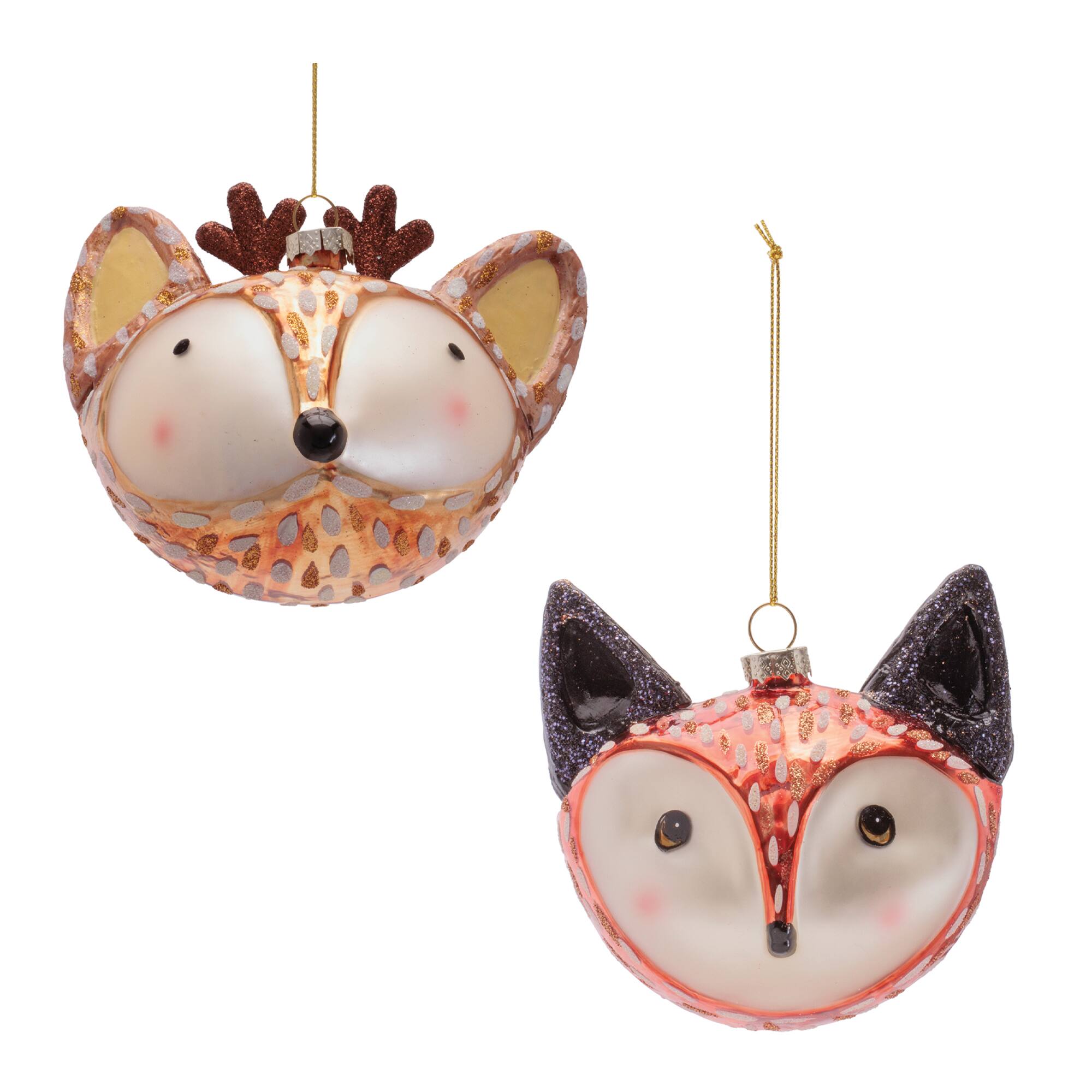 Melrose Woodland Animal Glass Ornaments Set