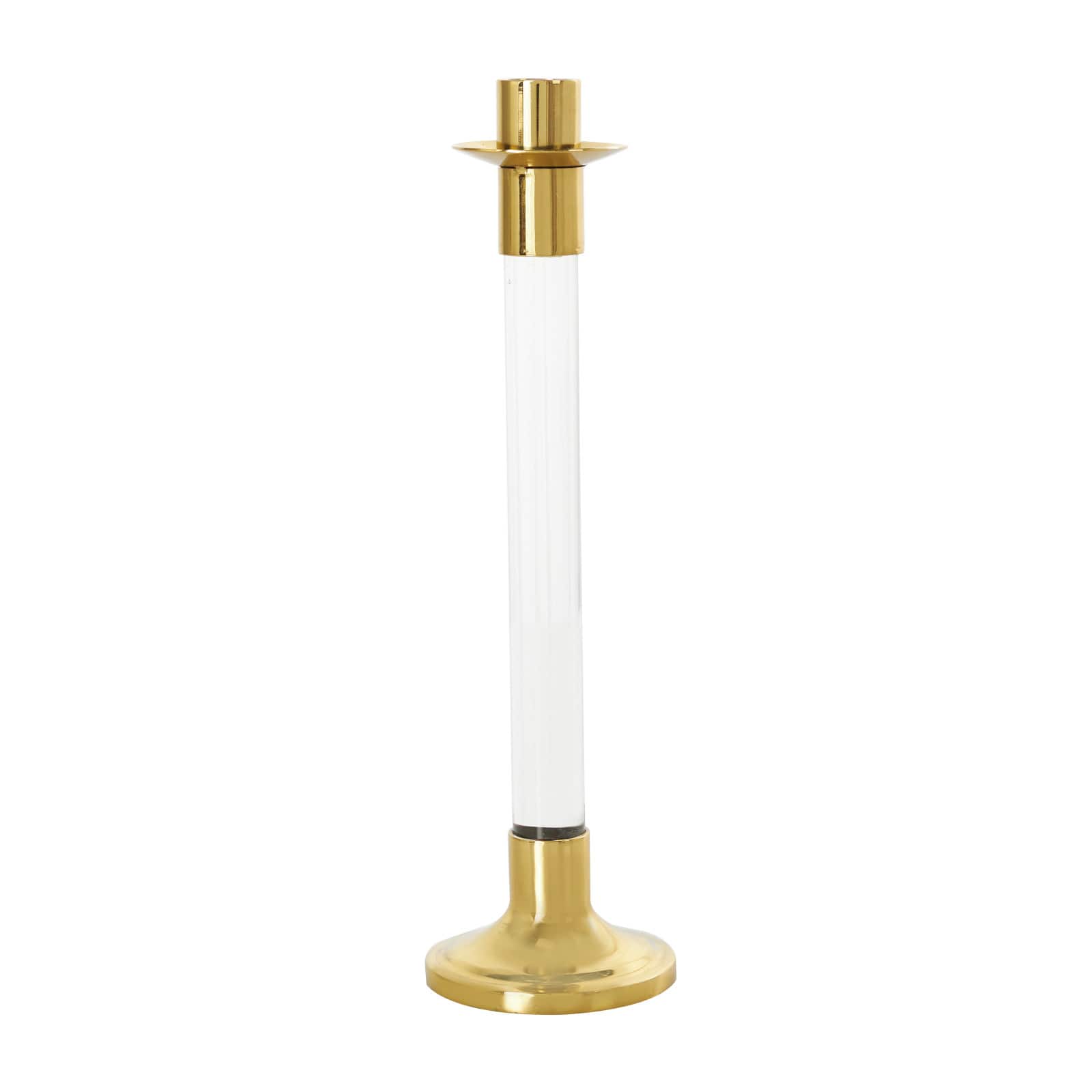 Gold Stainless Steel Candle Holder with Clear Glass Center Set
