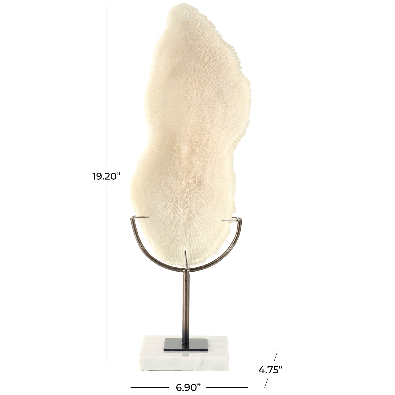 19.25" Cream Polystone Abstract Textured Coral Sculpture Décor
