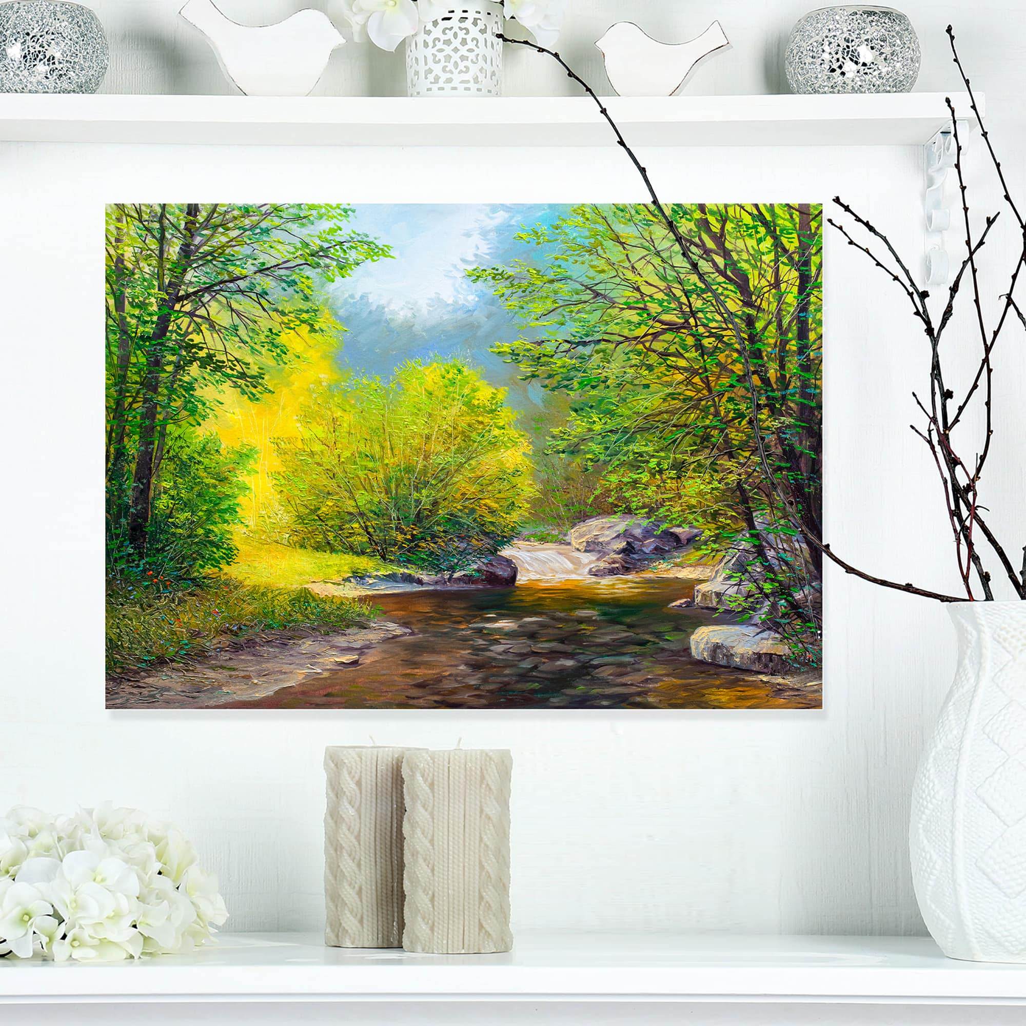 Designart - Summer Forest in Beautiful River