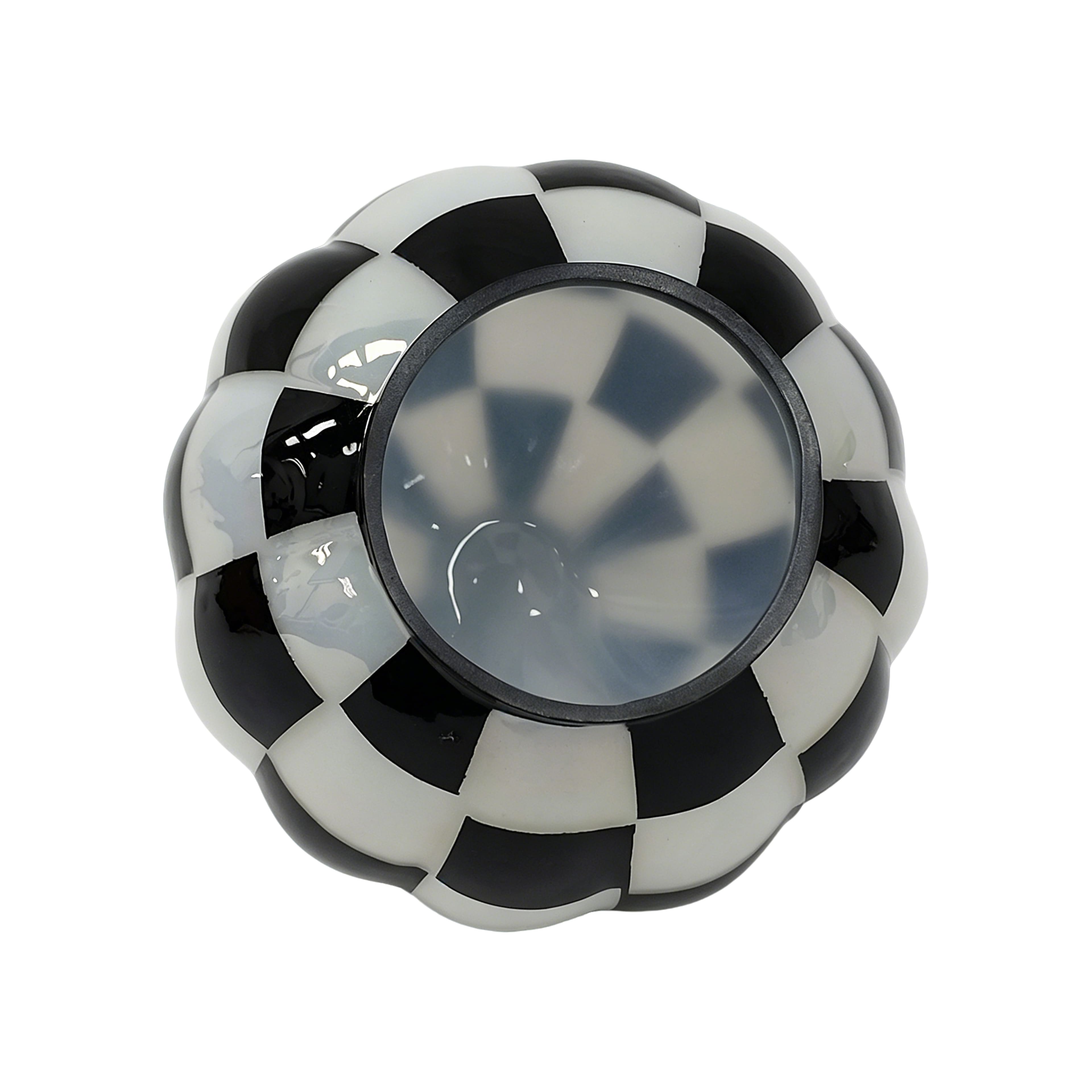 8" Black & White Check Pumpkin Glass Tabletop Décor by Ashland®
