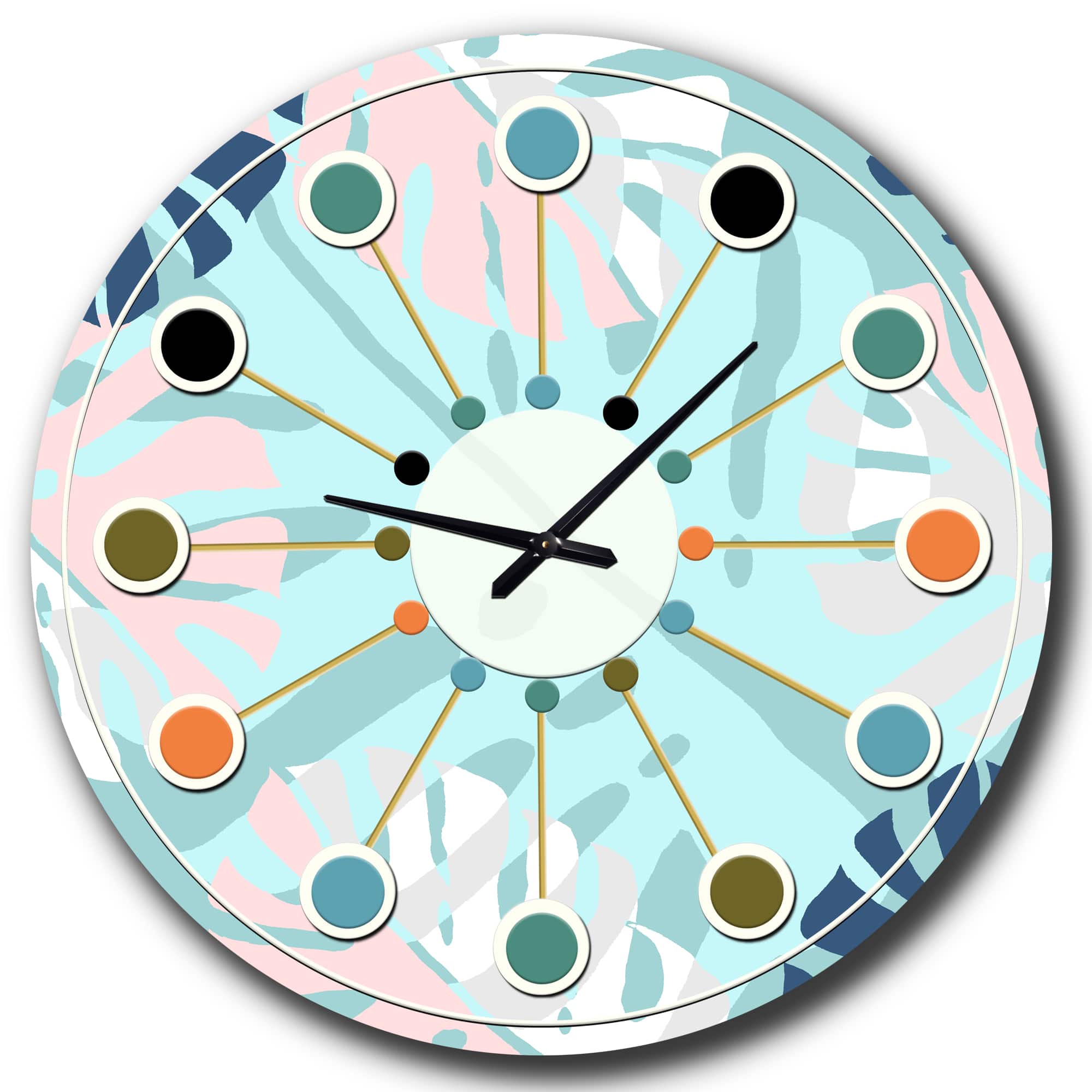 Designart 'Retro Floral Pattern Ii Mid-Century Modern Wall Clock