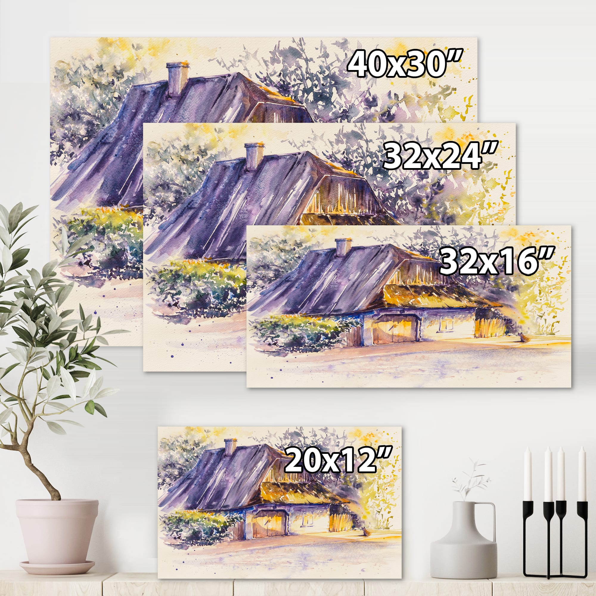 Designart - Old Wooden White House In Country Side Village - Traditional Canvas Wall Art Print