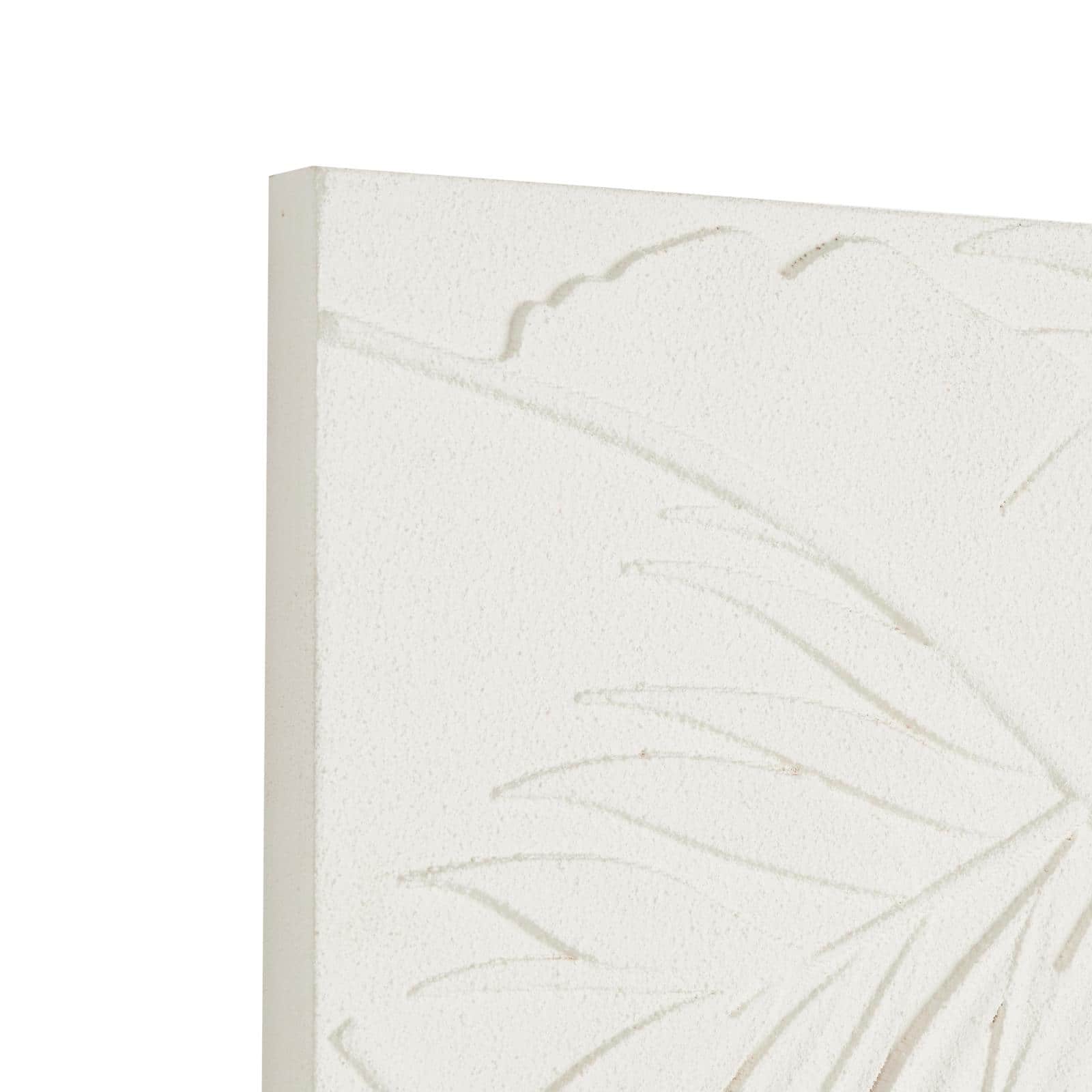 35" x 47" White Wooden Leaf Embossed Wall Décor