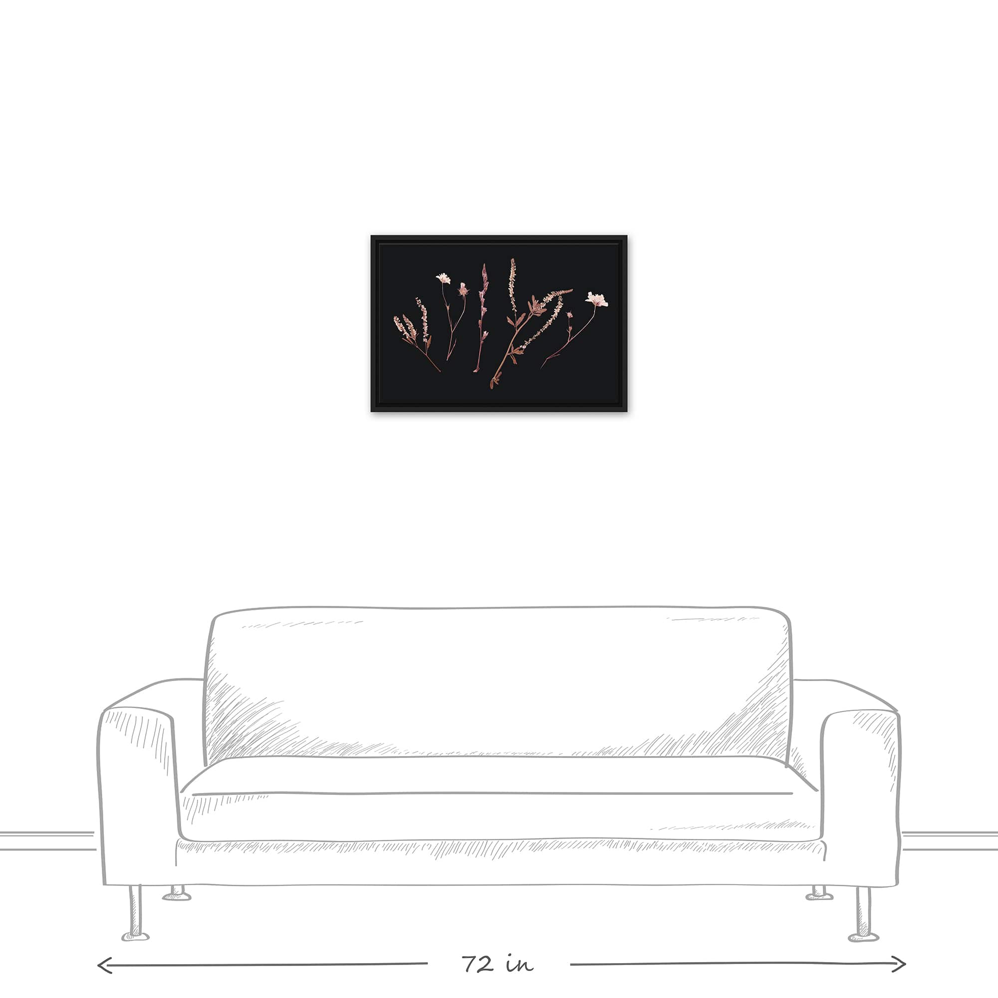 Pink Botanical 24" x 16" Black Floating Framed Canvas