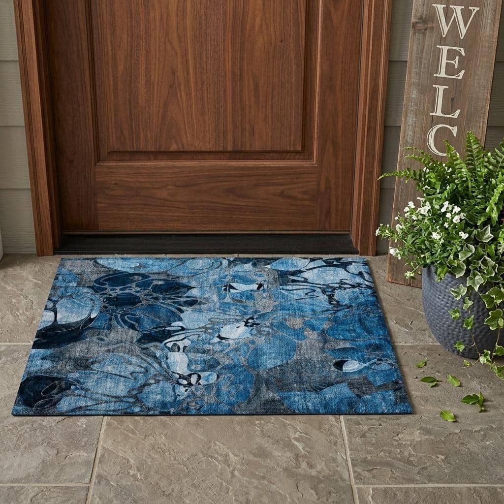 HomeRoots 20" x 30" Abstract Stain Resistant Indoor/Outdoor Area Rug