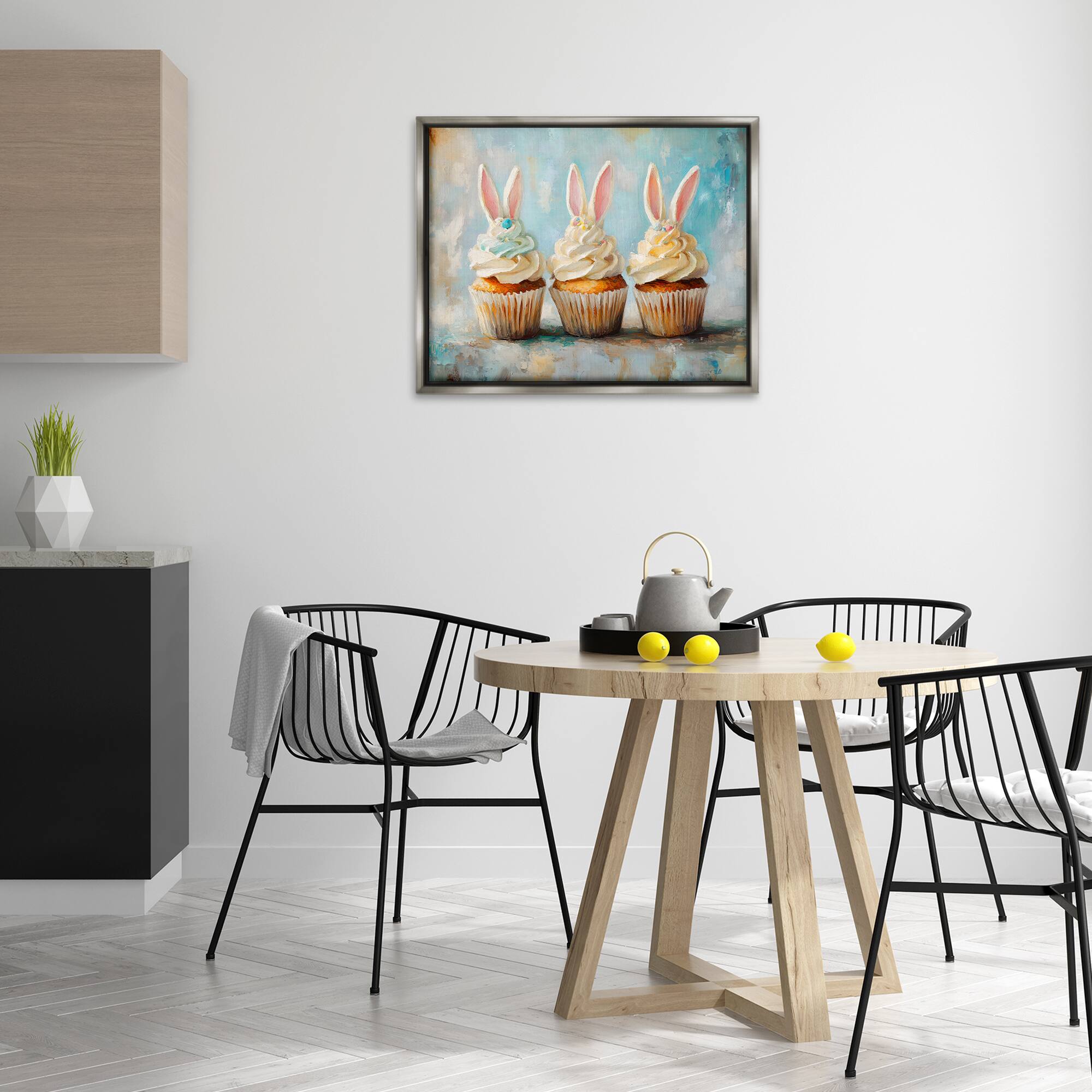 Stupell Industries Festive Bunny Ear Cupcakes Floating Frame Wall Art