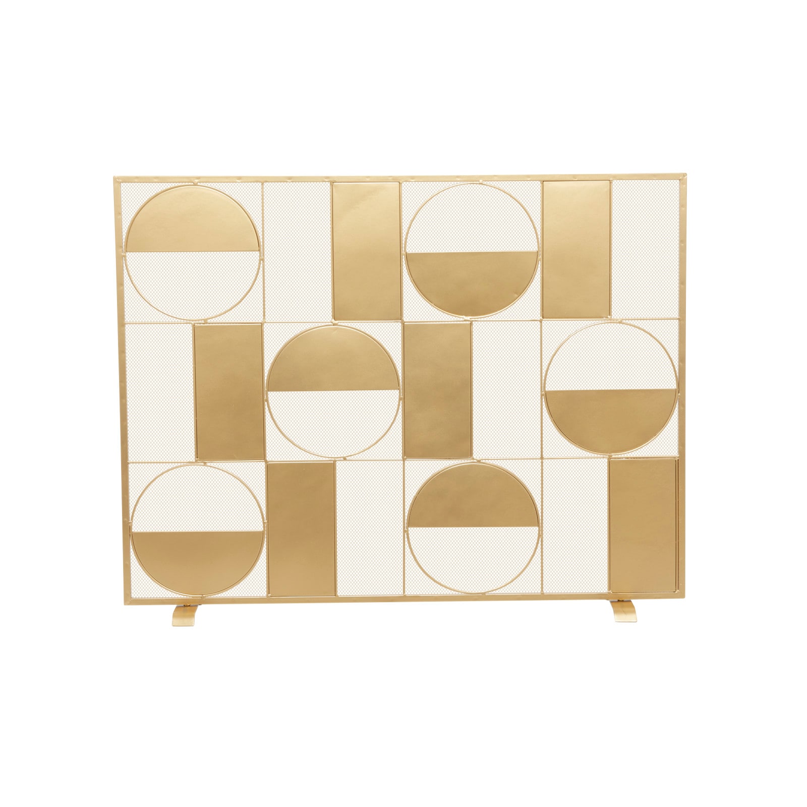 Gold Metal Contemporary Fireplace Screen, 32" x 40" x 6"