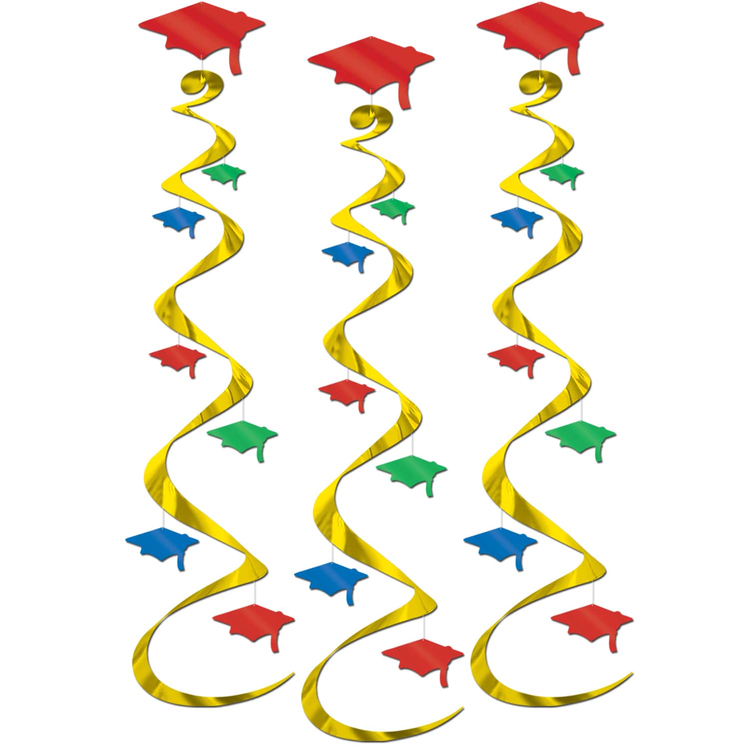 Beistle 30" Multicolor Grad Cap Whirls, 6ct.