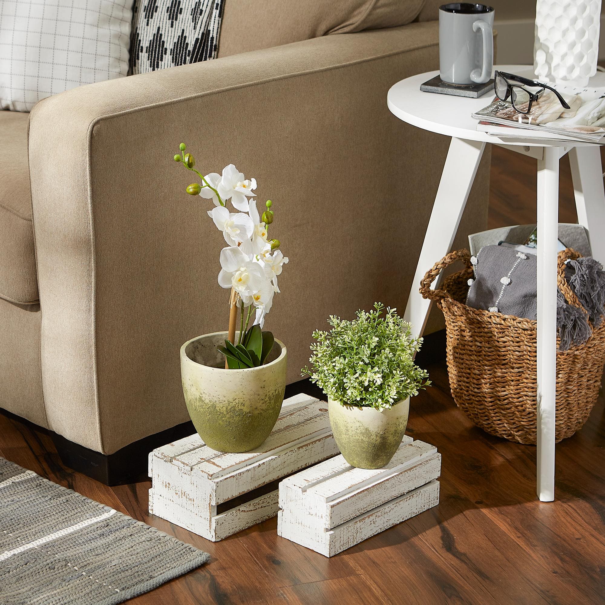 Weathered Cement Flower Pot Set