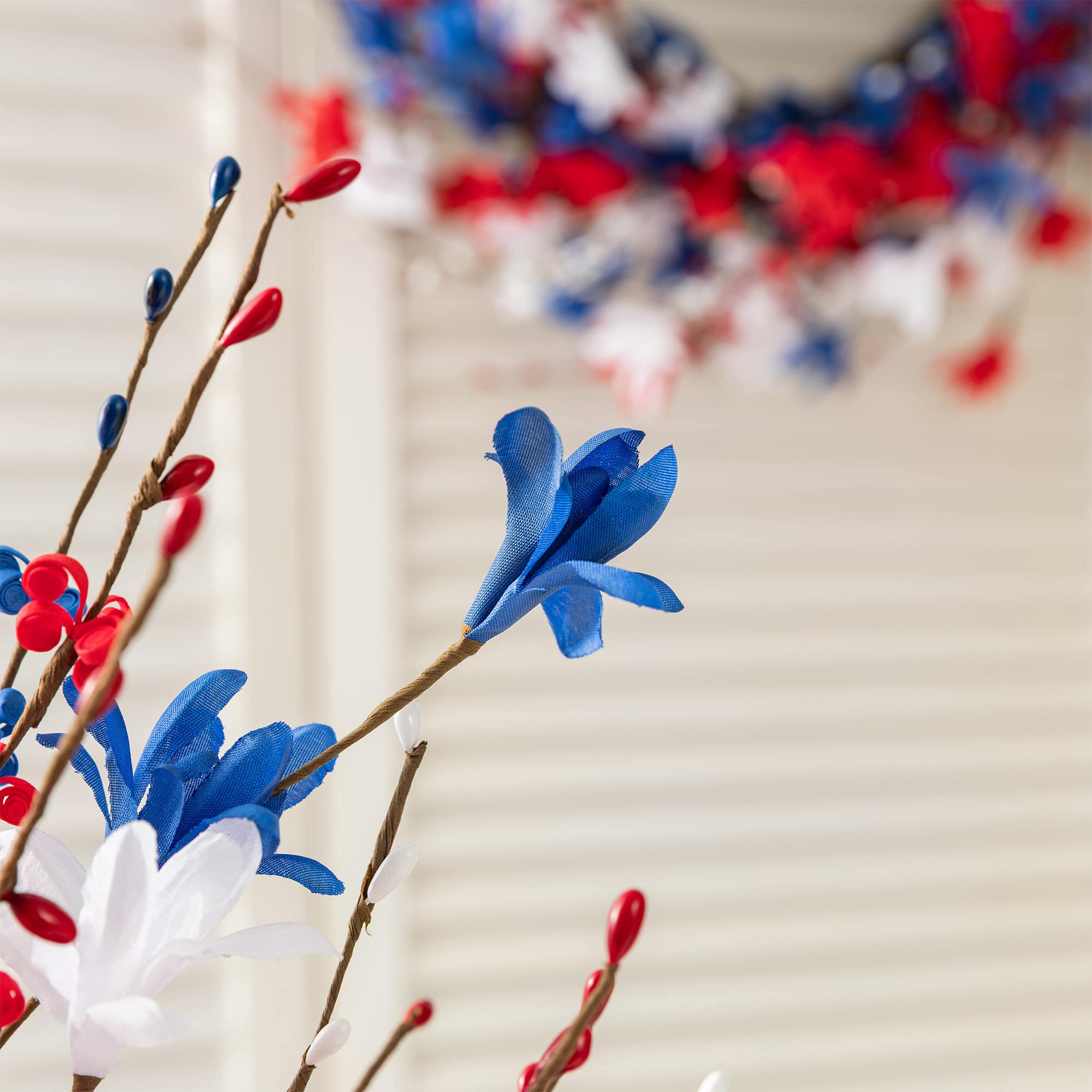 Glitzhome® 21" Patriotic Americana Red, White & Blue Floral Table Tree