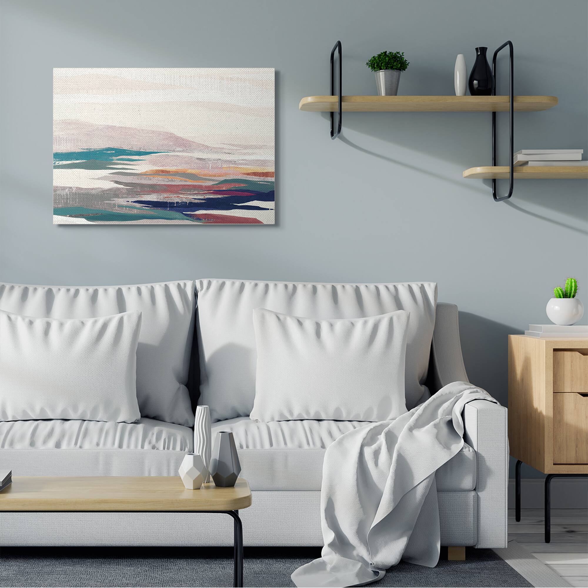 Stupell Industries Abstract Valley Landscape Pastel Pop Hills Wall Art