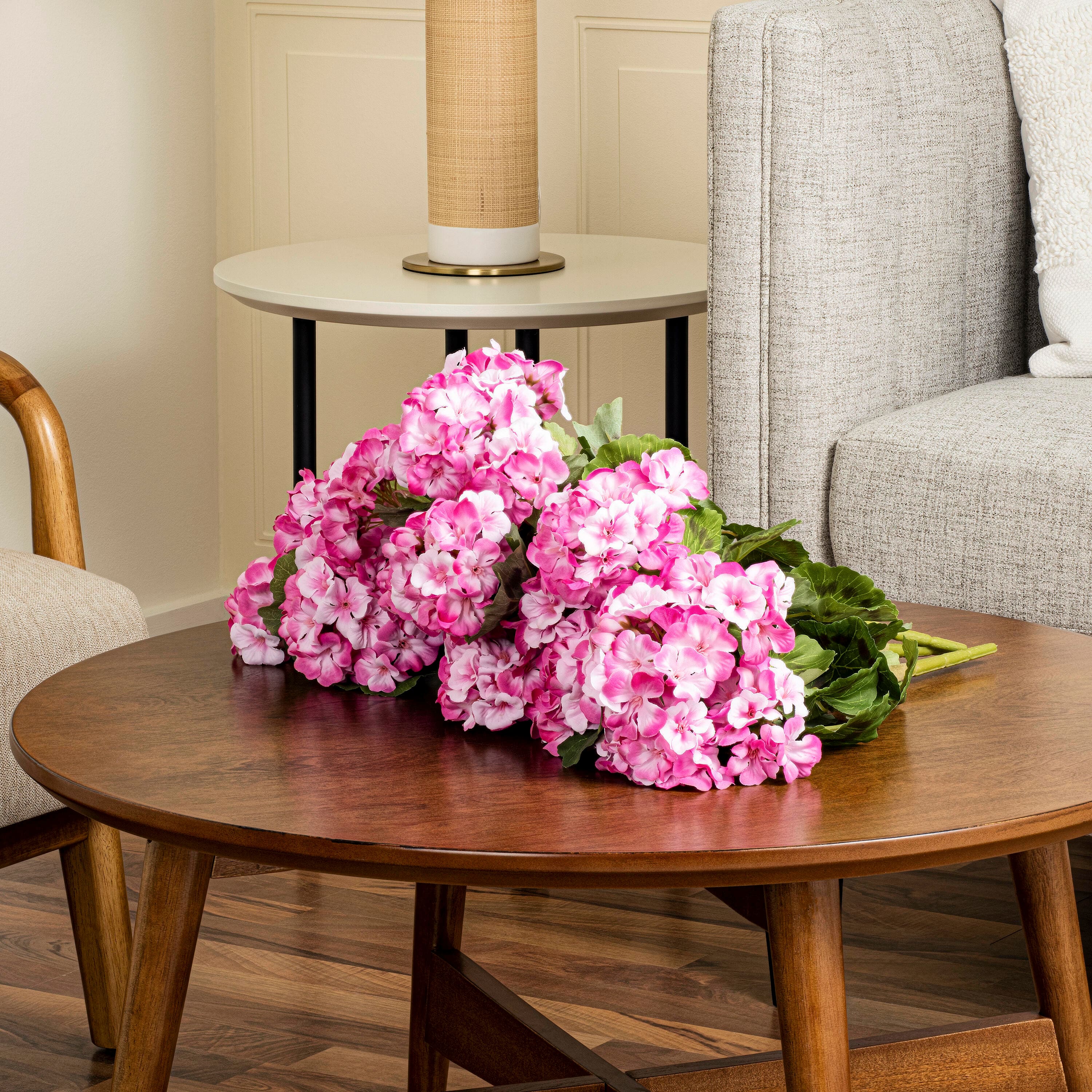 18" Artificial Light Pink Geranium Bush, 4ct.