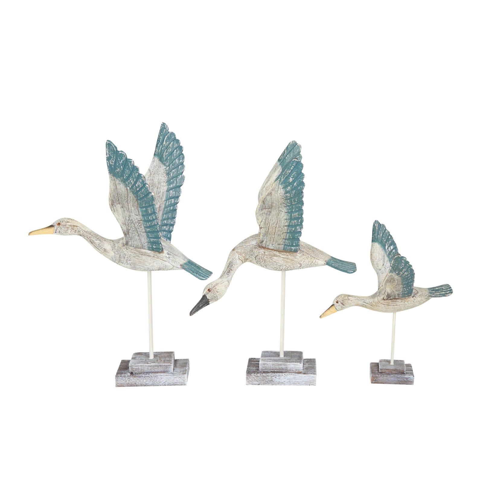 Set of 3 White Pine Coastal  Sculpture, 13" x 13" x 10"