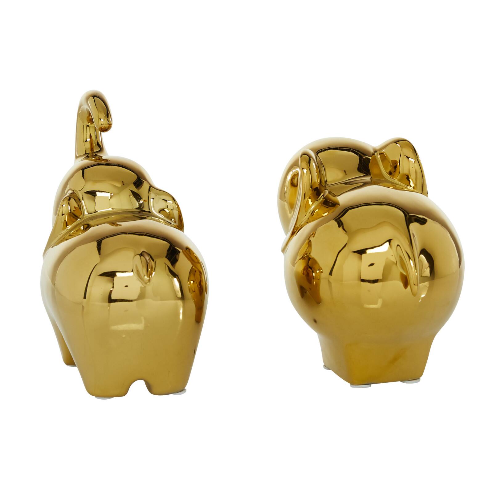 7" Gold Contemporary Elephant Sculpture Set