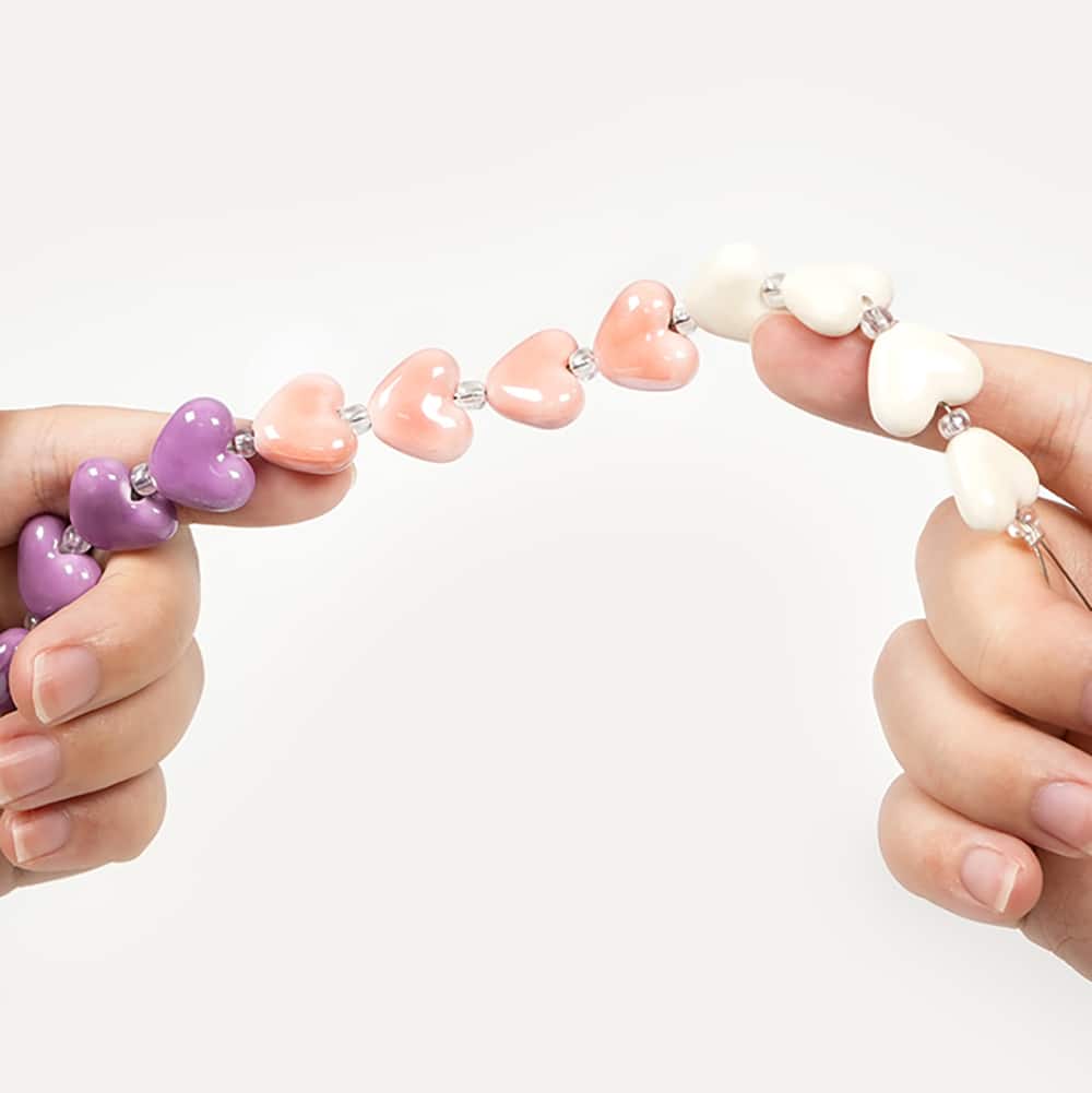 Jesse James Beads White, Pink & Purple Ceramic Heart Beads