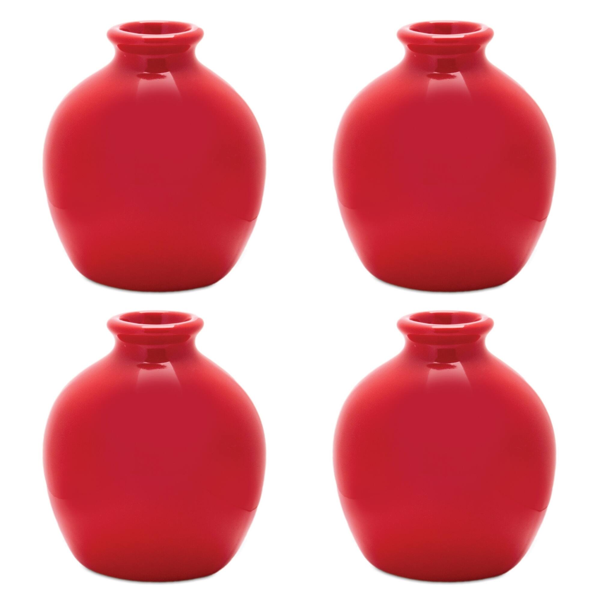 Melrose 4" Red Mini Dolomite Bud Vases, 4ct.