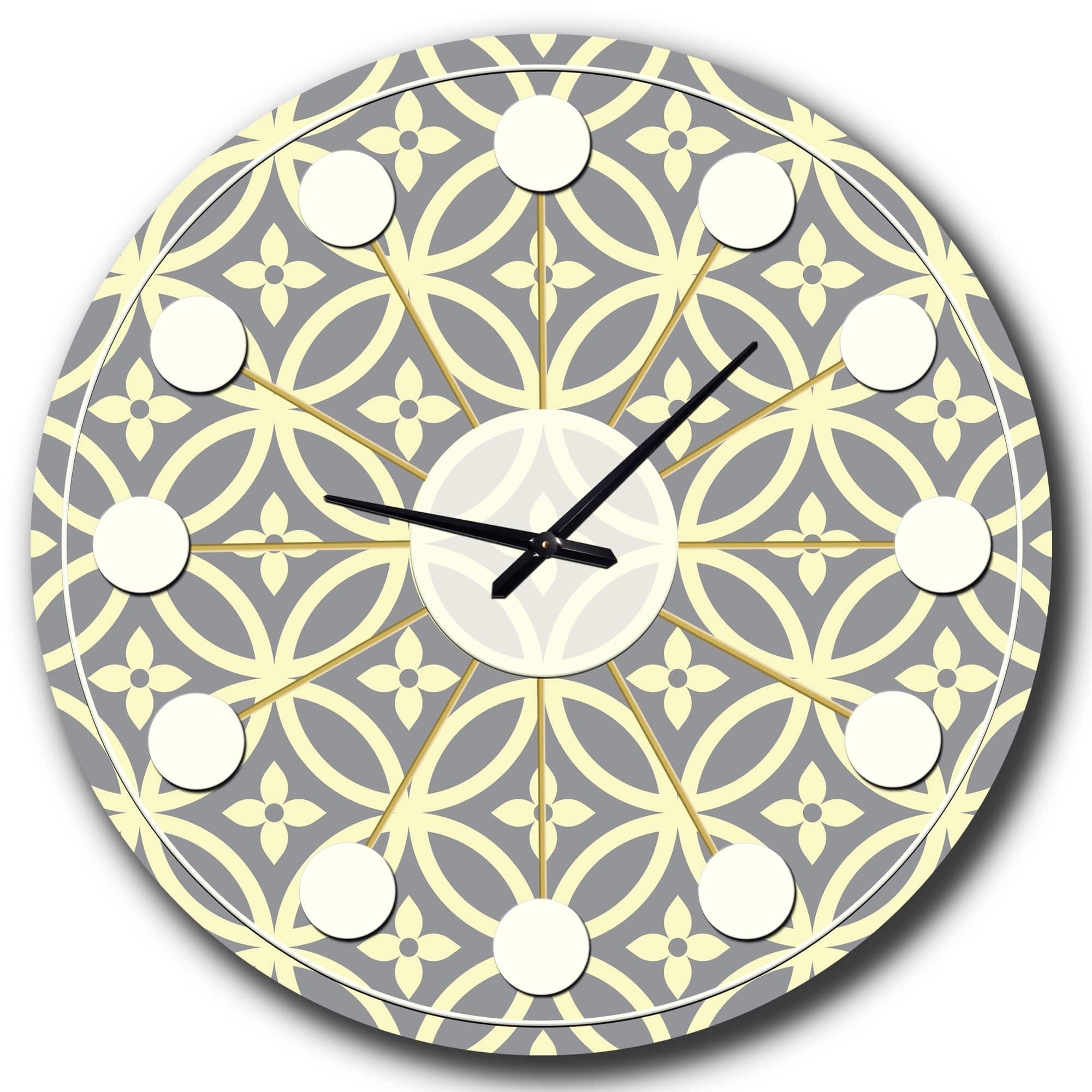 Designart 'Retro Ornamental Pattern Ii Mid-Century Modern Wall Clock