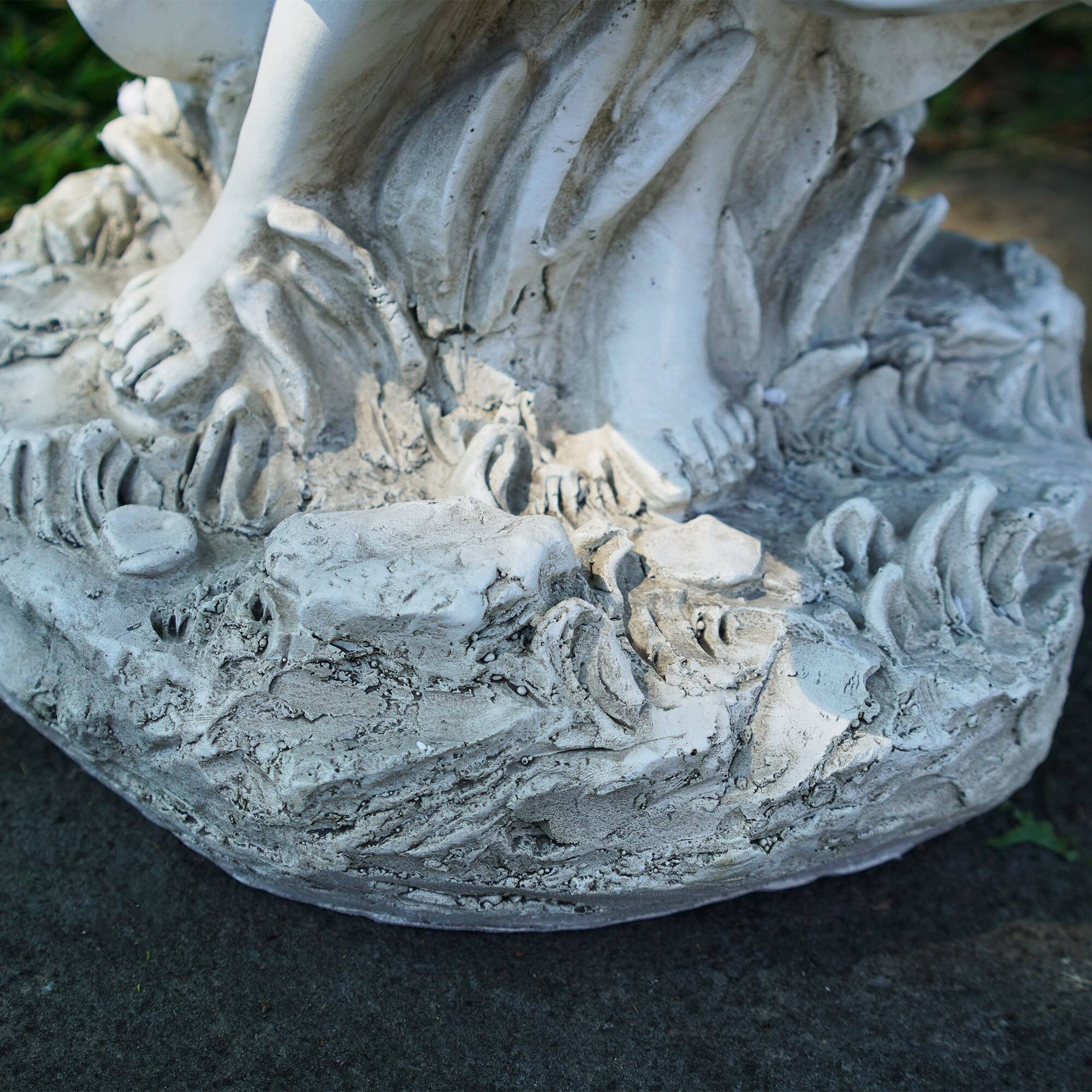 23.25" Standing Gray Angel Outdoor Bird Bath & Feeder