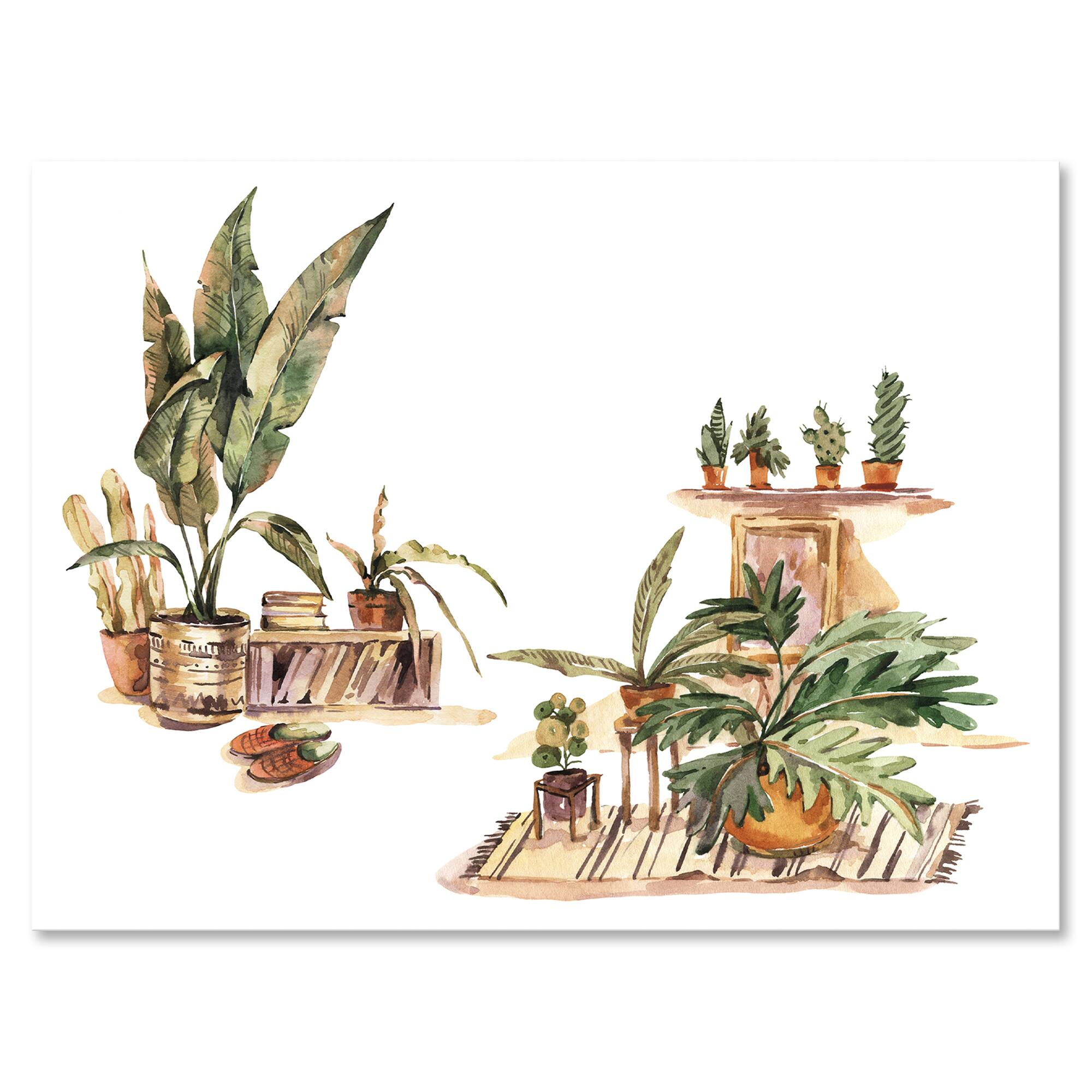 Designart - Indoor House Plants Urban Jungle III - Traditional Canvas Wall Art Print