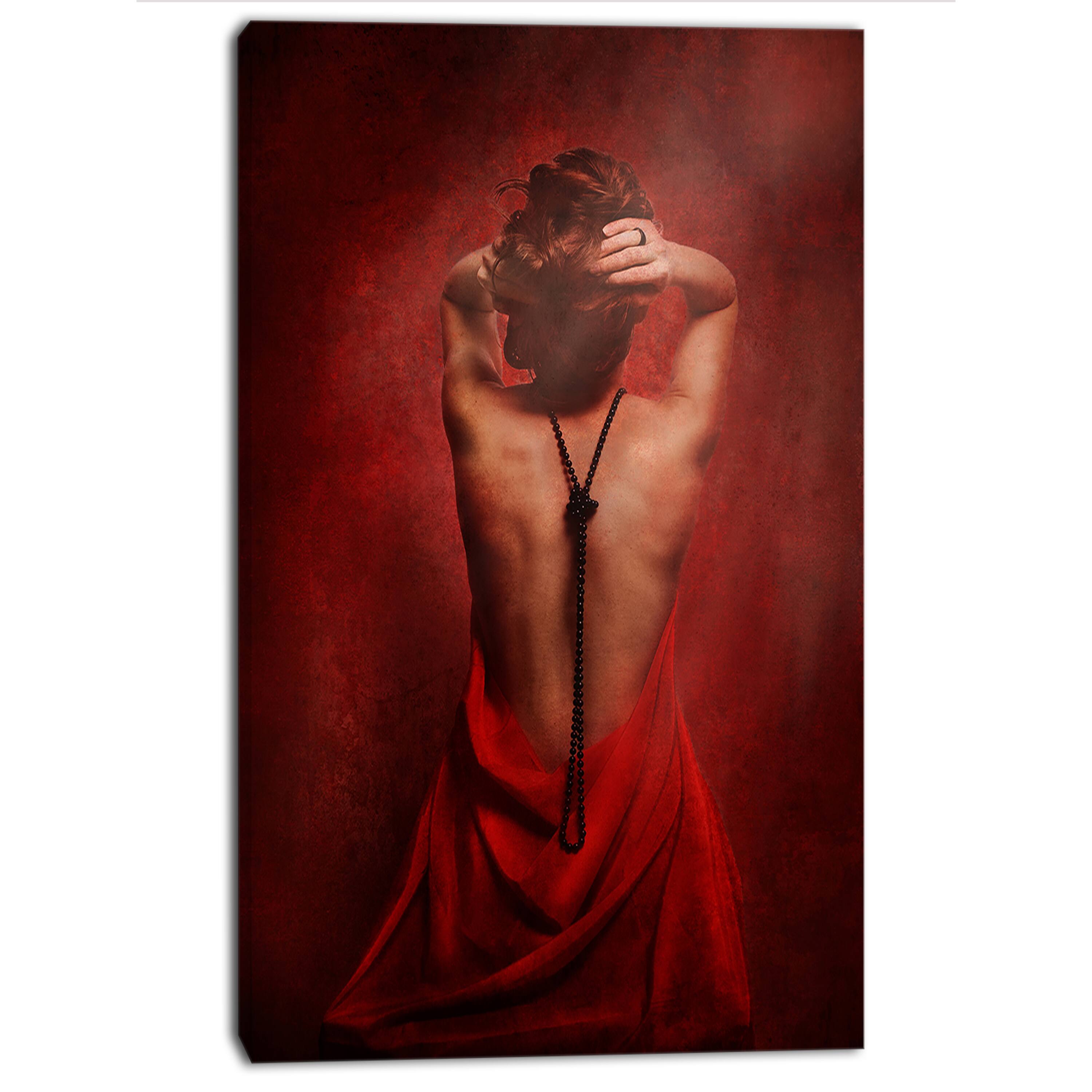 Designart - Woman in Red - Portrait Canvas Art Print