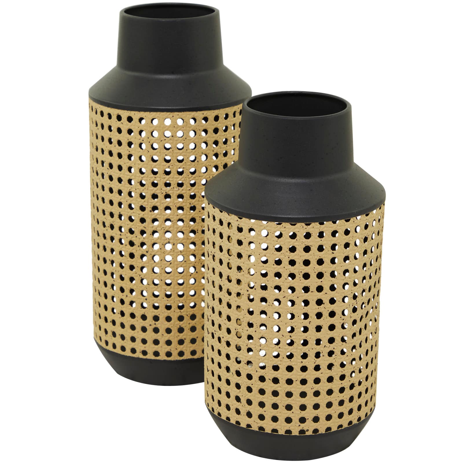 Brown Metal Open Weaved Inspired Vase Set of 2 14", 12"