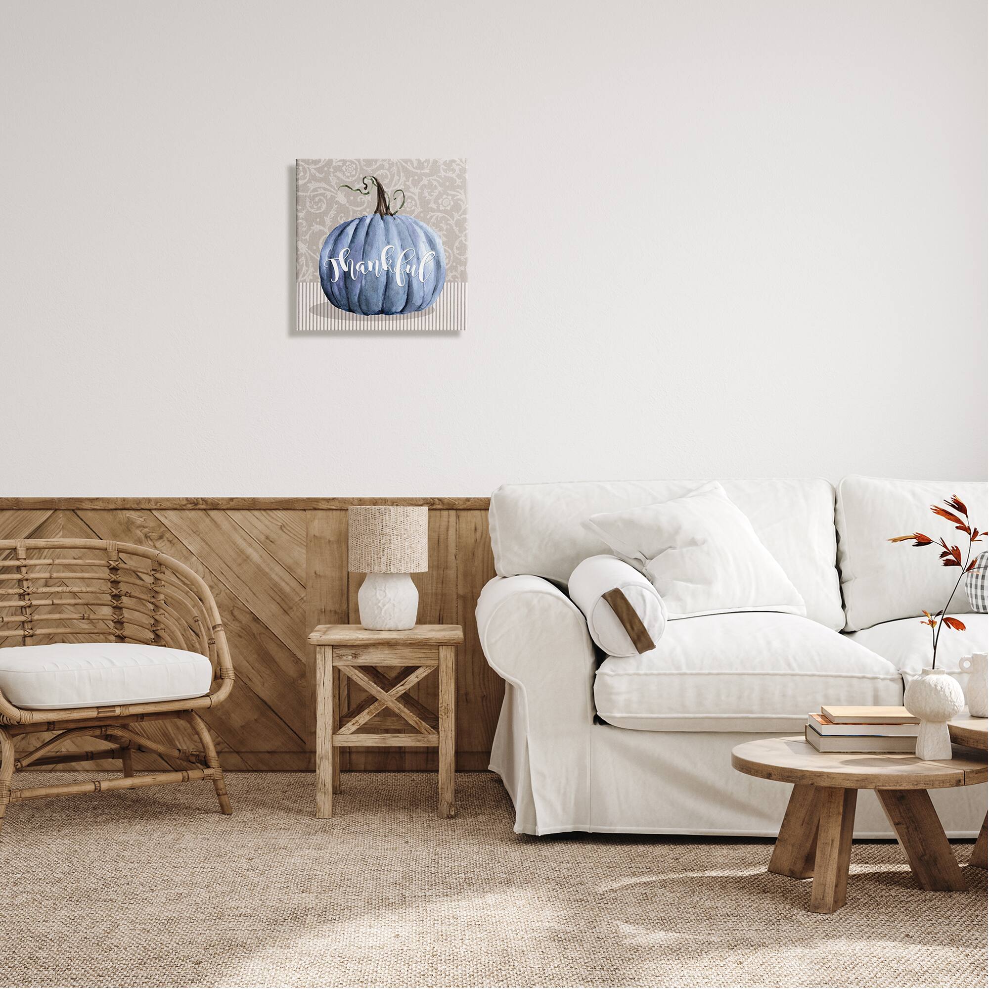 Stupell Industries Thankful Pumpkin Canvas Wall Art