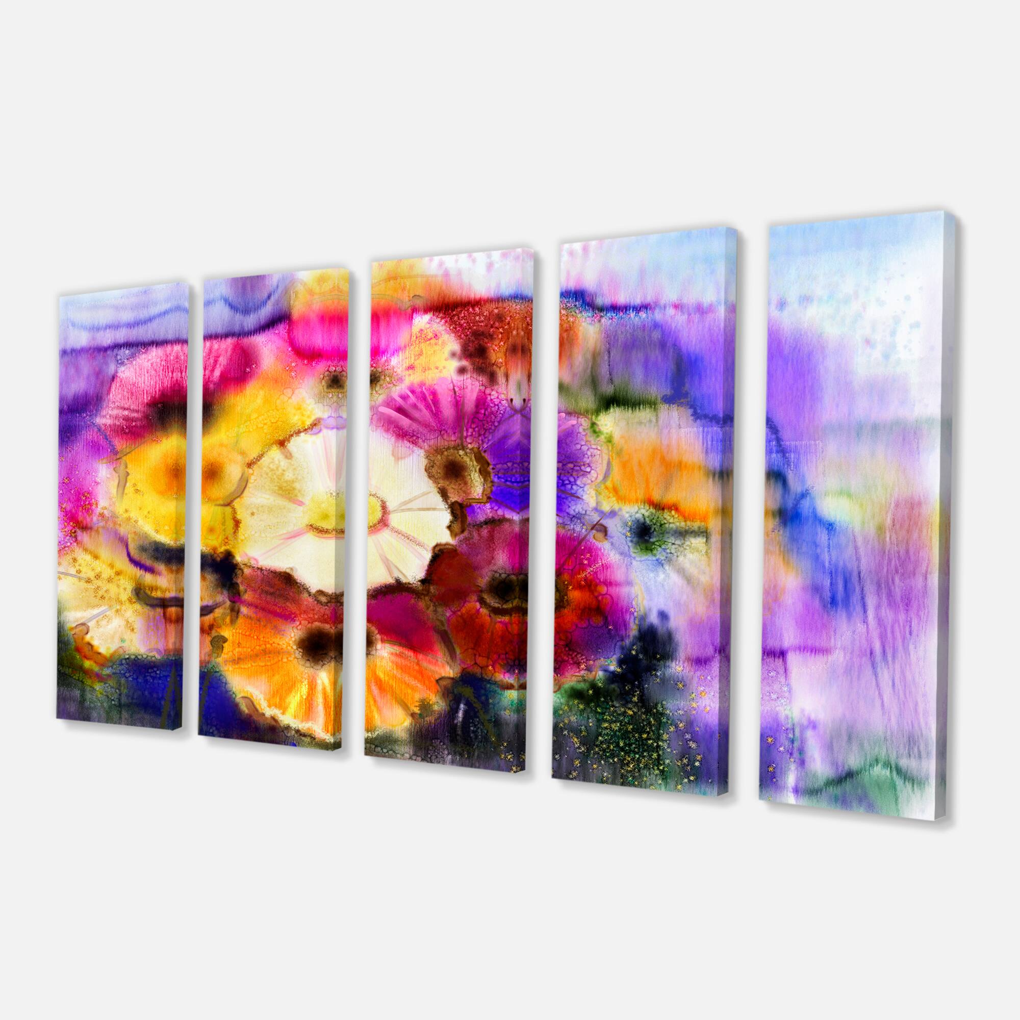 Designart - Bunch of Colored Daisy Flowers - Large Floral Canvas Art Print