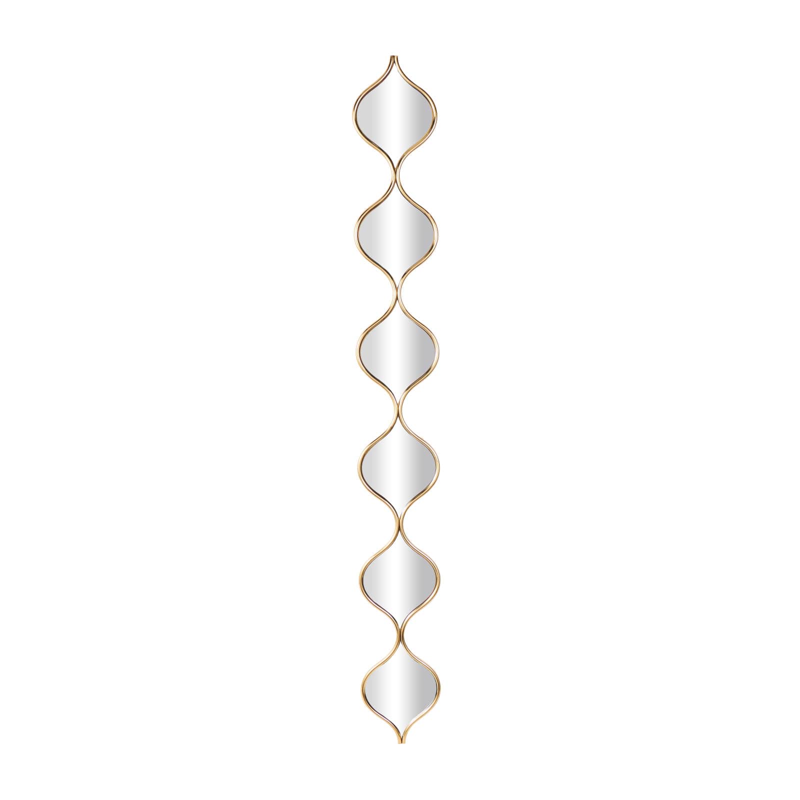 51" Gold Metal Slim Stacked Chain 6-Layer Wall Mirror with Tear Drop Pattern