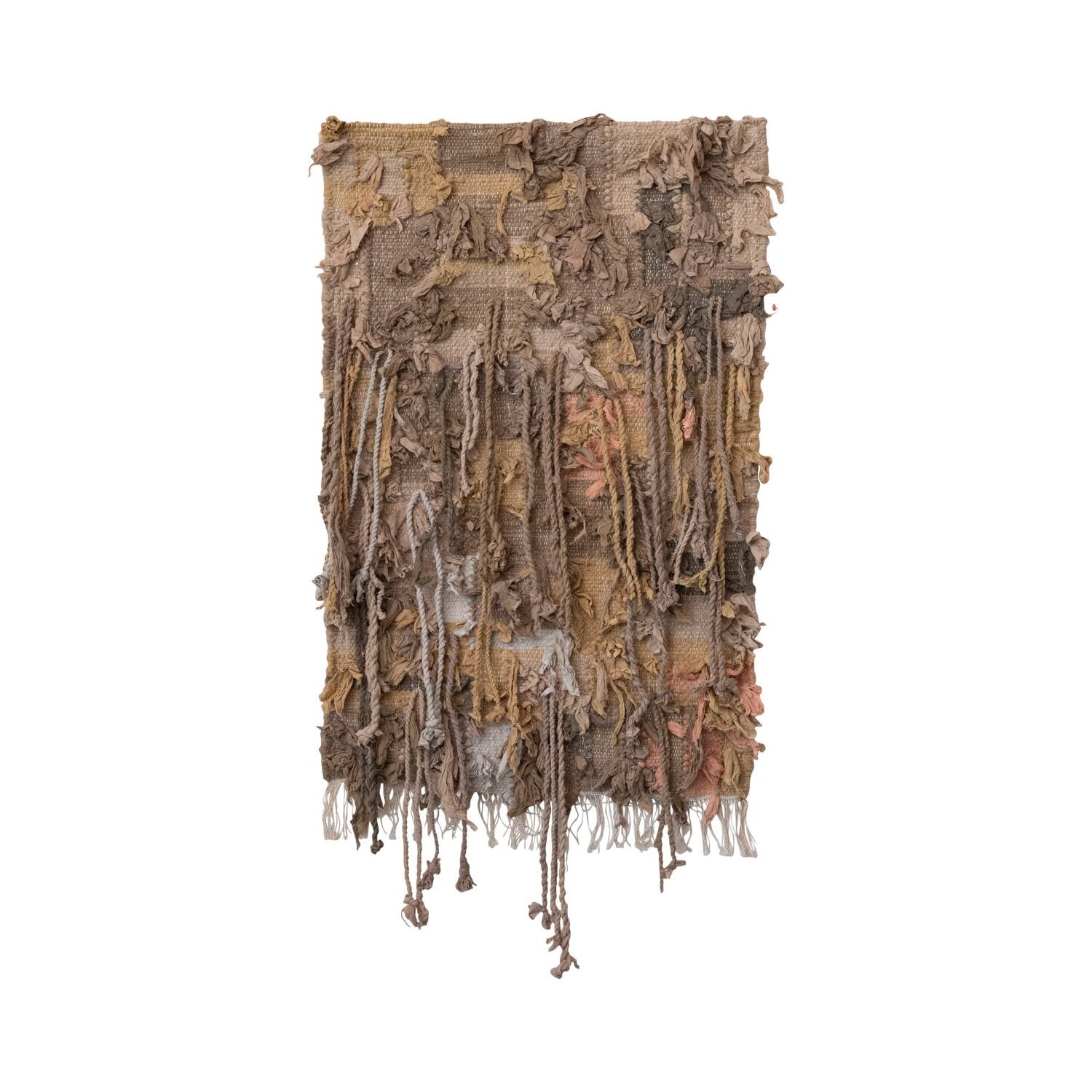 Hello Honey® Multicolor Woven Cotton with Fringe Chindi Wall Hanging