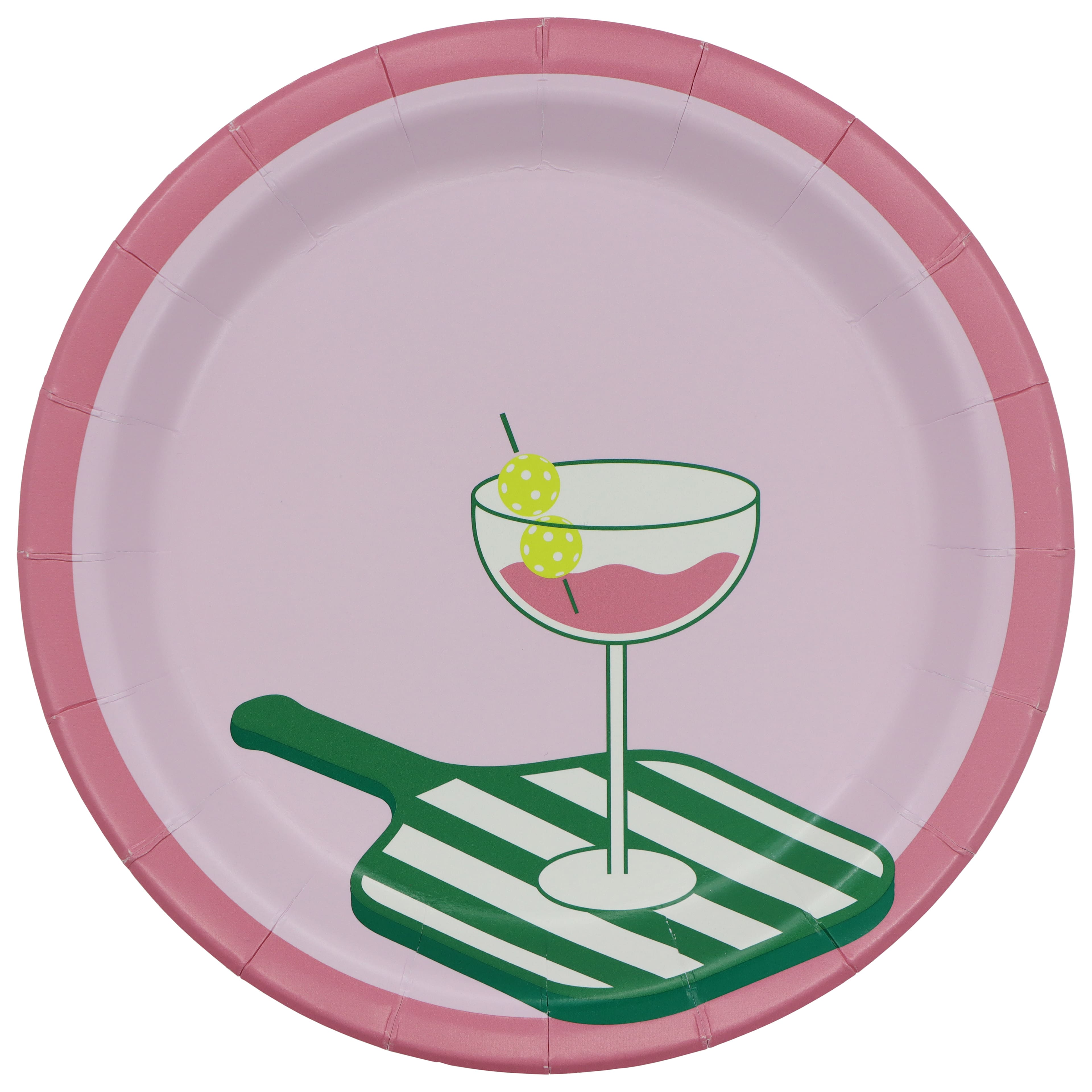 Cocktail Court 7" Pink Paddle & Tini Paper Snack Plates, 10ct. by Celebrate It™