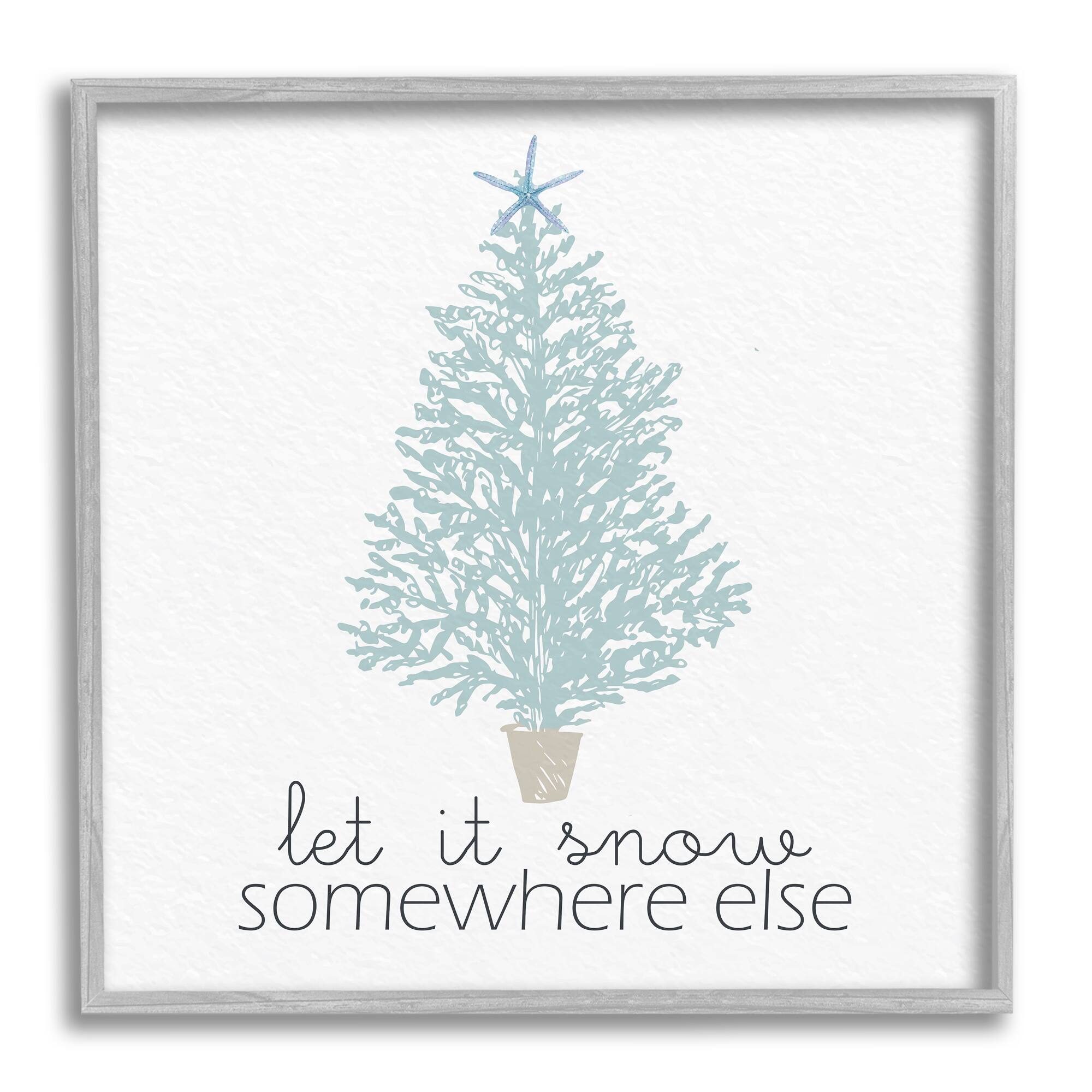 Stupell Industries Snow Somewhere Else Holiday Tree Framed Giclee Art