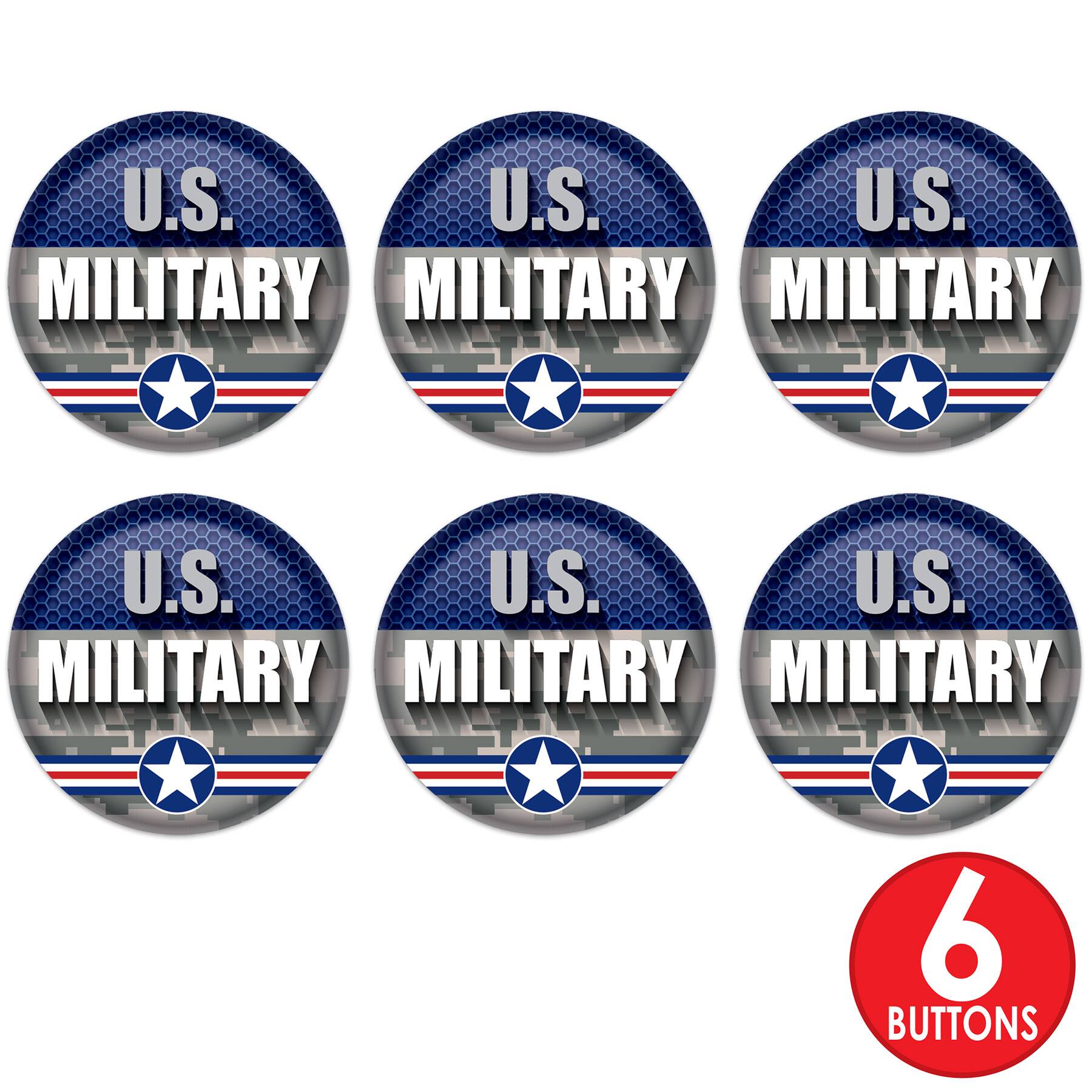 Beistle 2" Blue & Silver U.S. Military Buttons, 6ct.