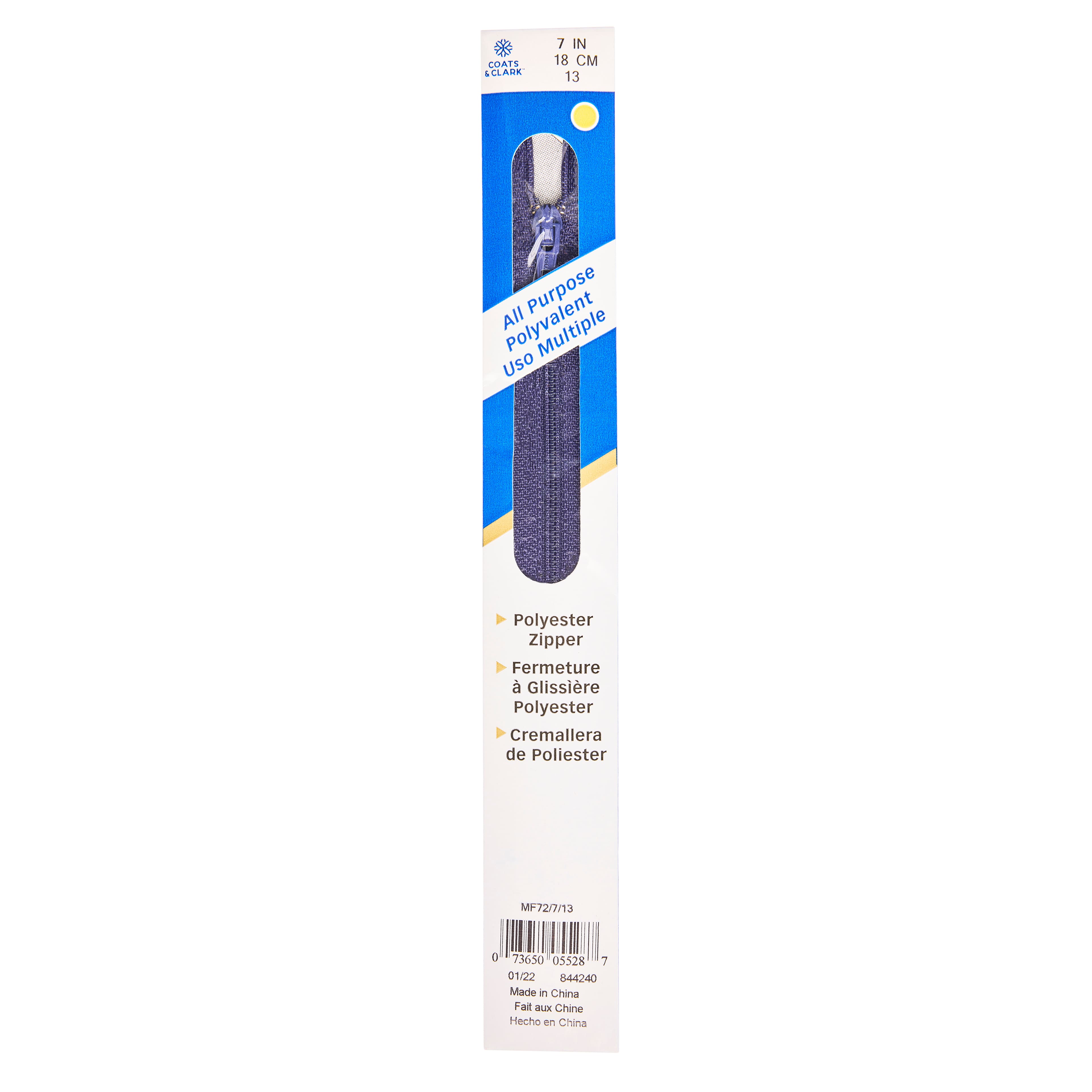 24 Pack: Coats & Clark 7" Polyester All-Purpose Zipper