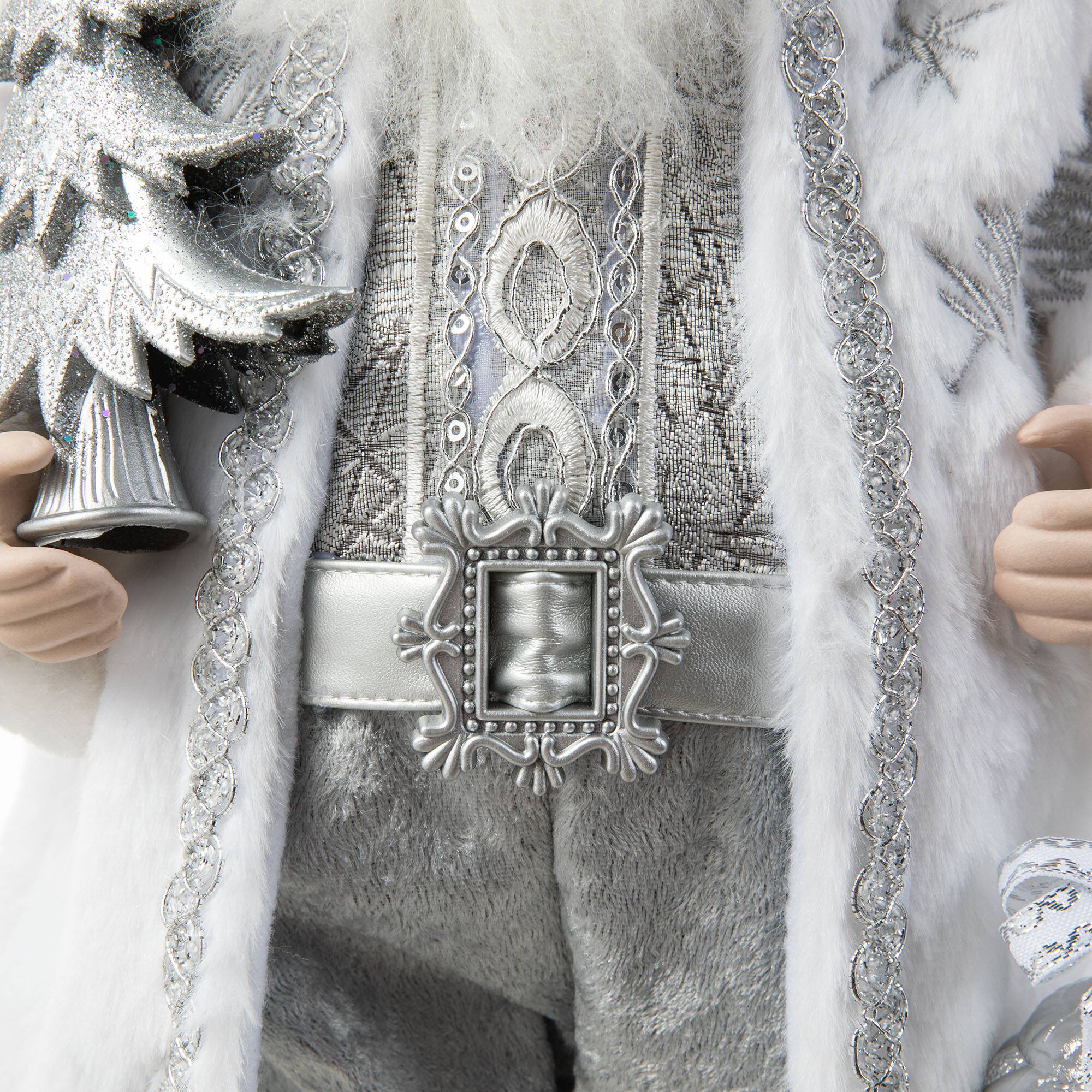 Glitzhome® 18" Faux Fur Christmas Frosty Santa Figurine