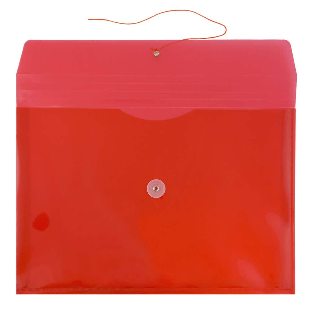 JAM Paper Letter Booklet Plastic Envelopes with Button & String Tie Closure, 12ct.