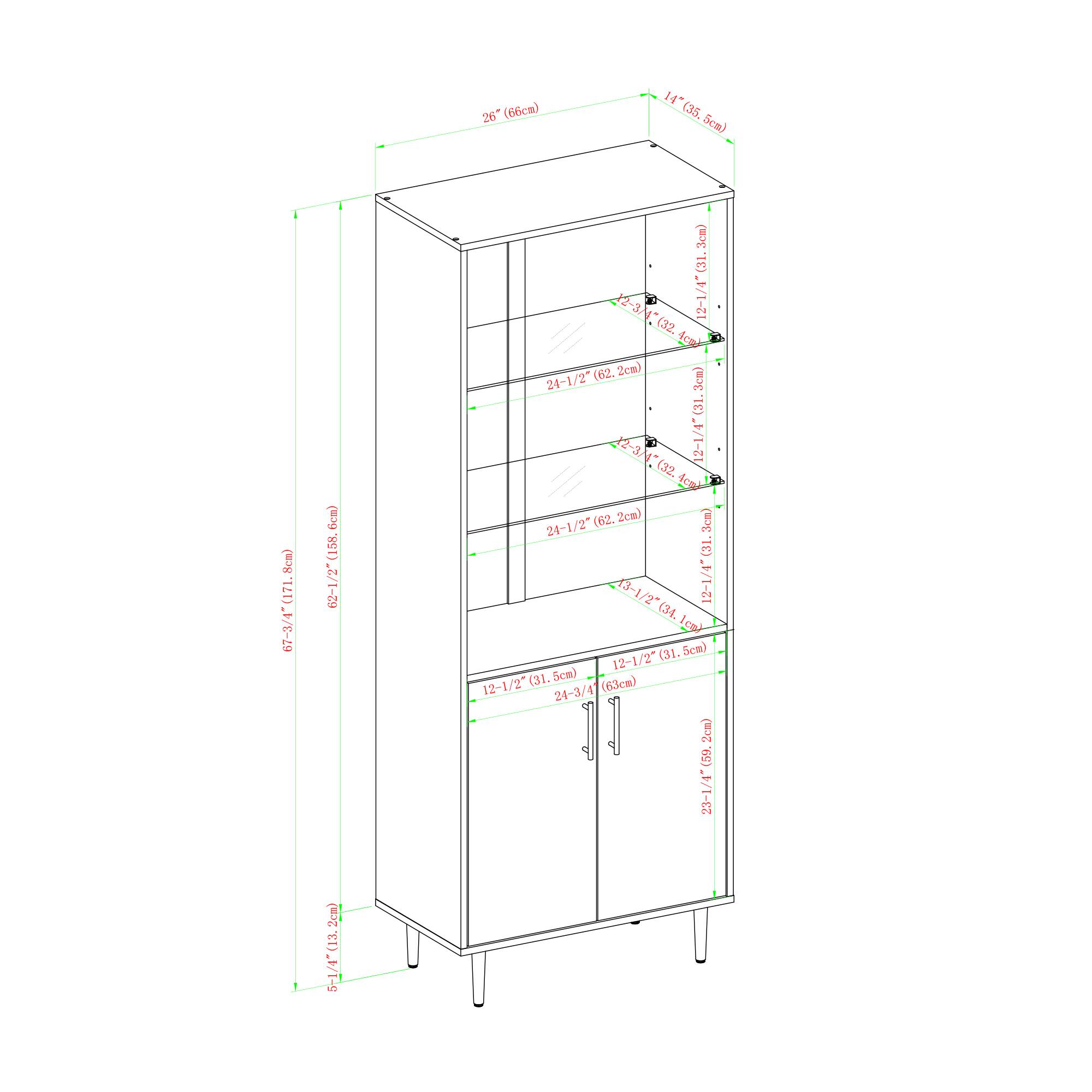 Walker Edison 68" Solid Black Hutch with Bookmatch Doors