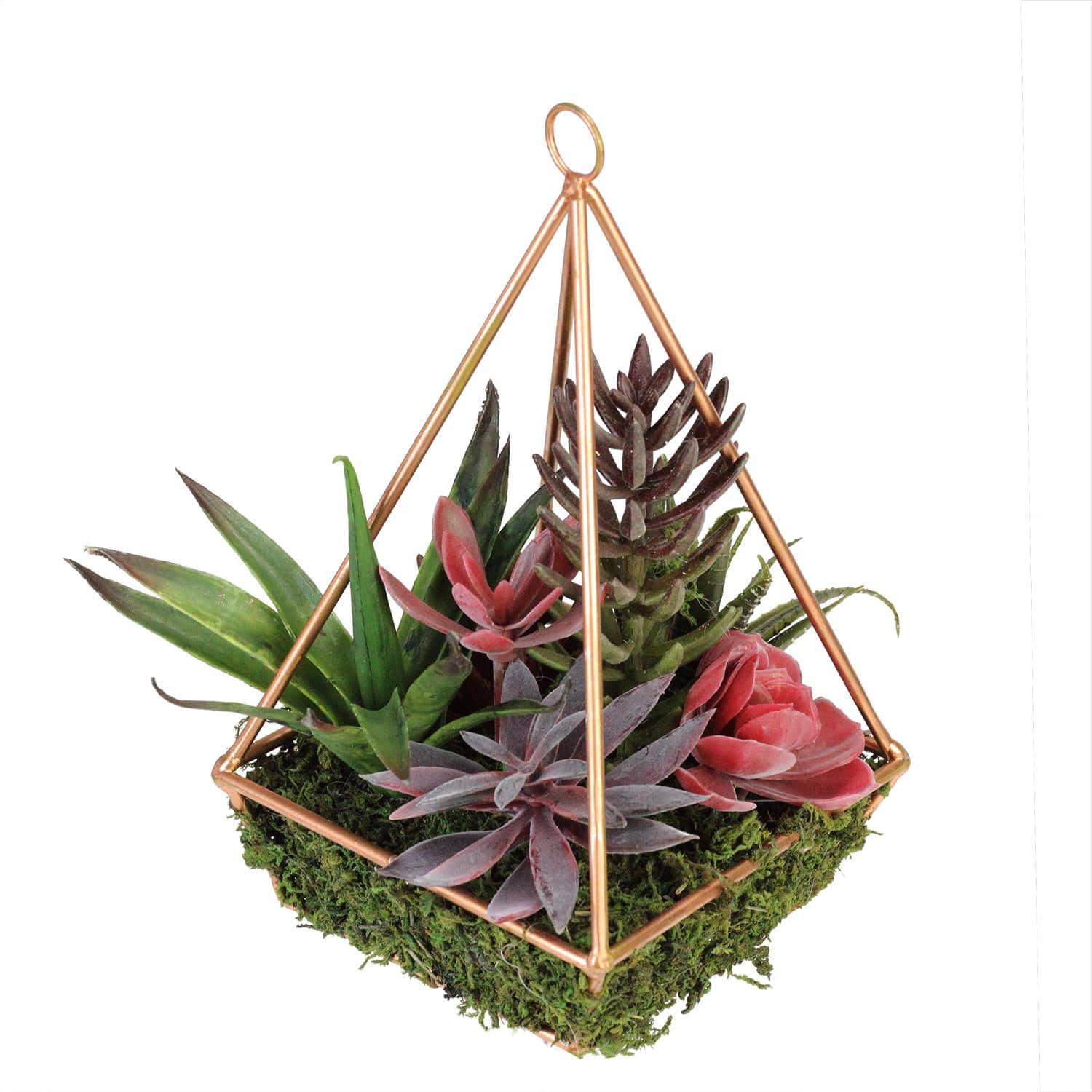 9" Artificial Succulent Arrangement In 4 Sided Copper Wire Frame By Northlight in Green | 9" x 5" x 5" | Michaels®