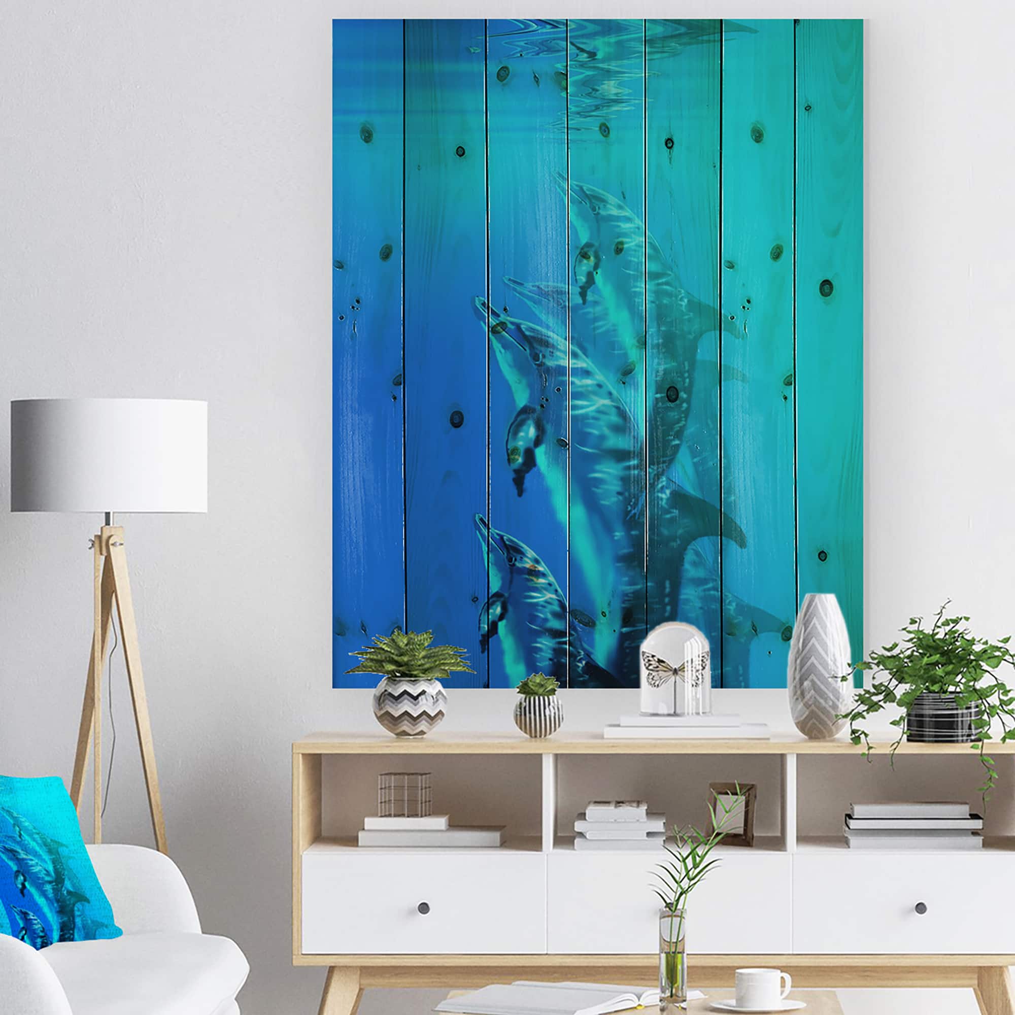 Designart - Dolphin in Blue Sea