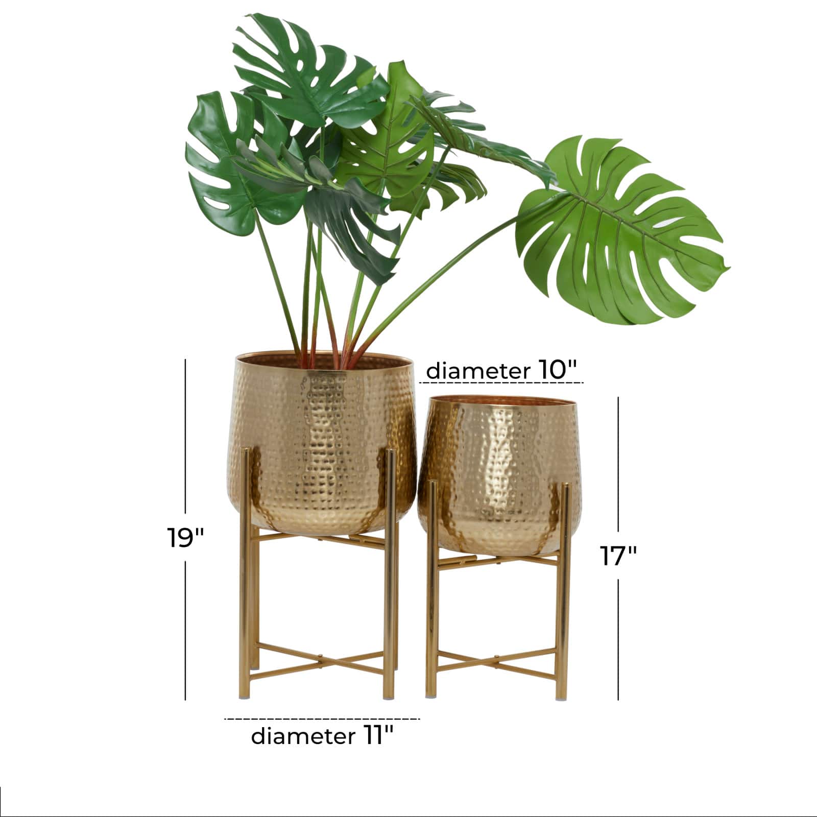 Gold Modern Planter, Set of 2" 17", 19"
