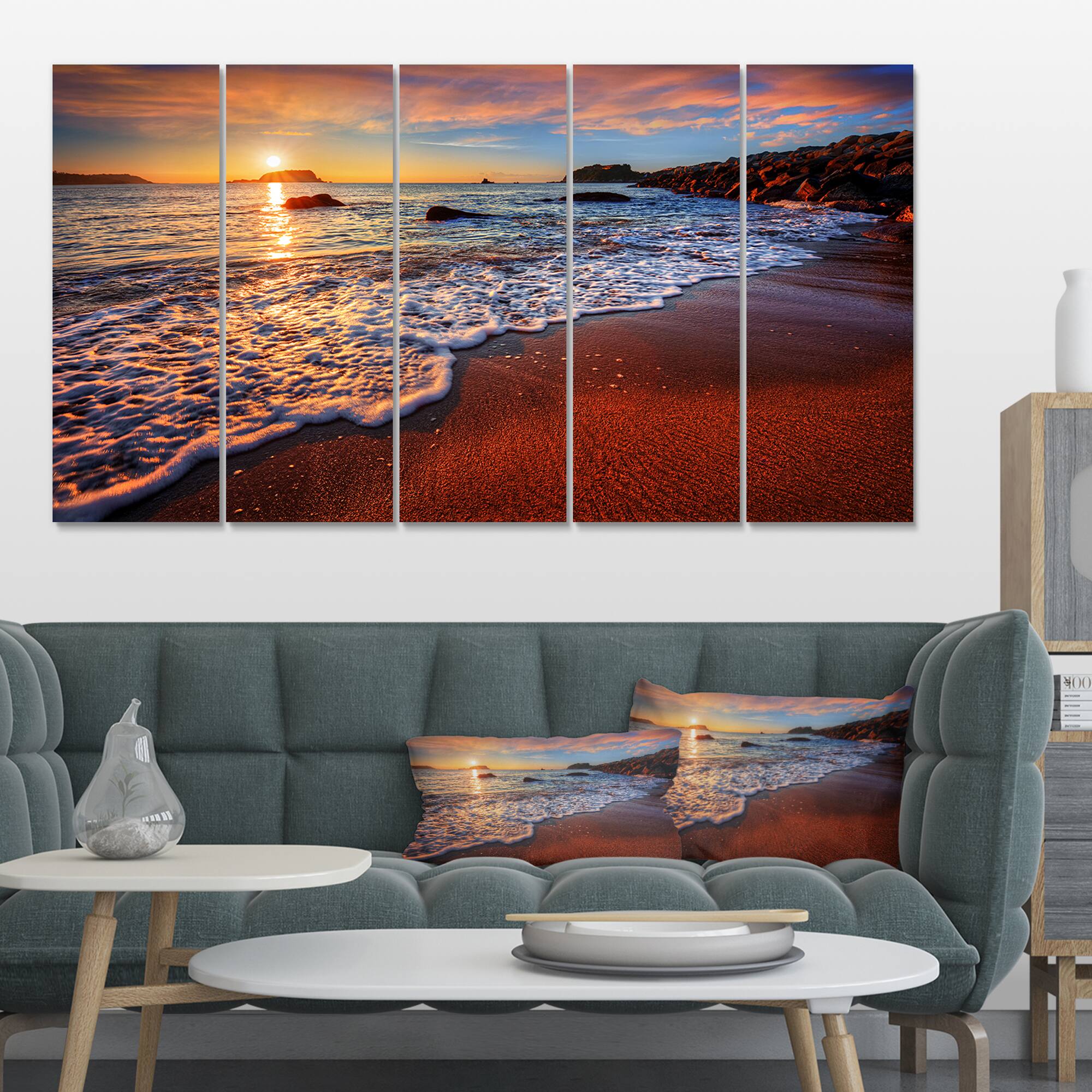 Designart - Stunning Ocean Beach at Sunset