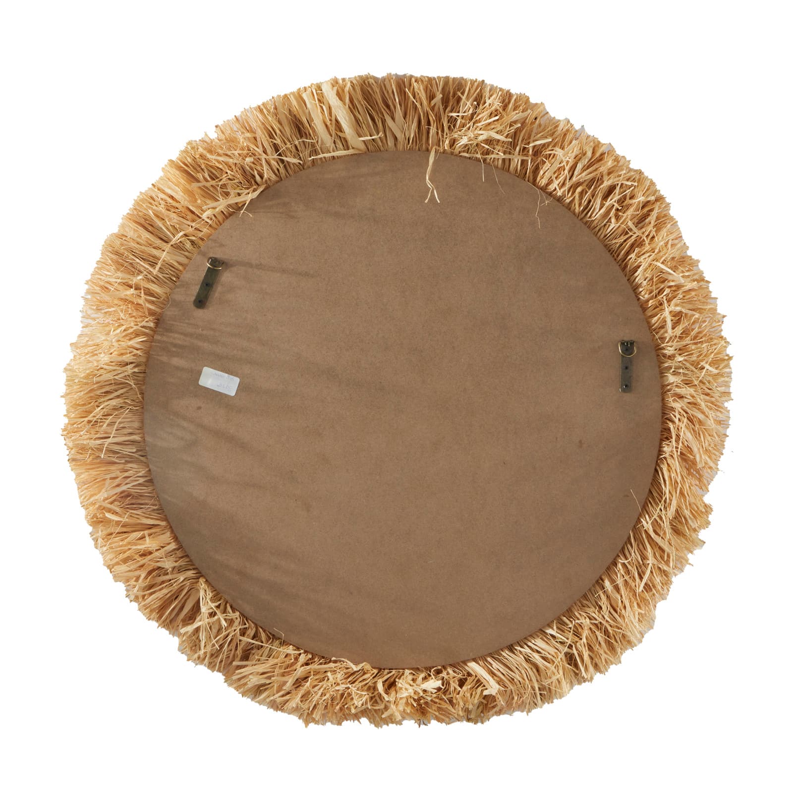 Light Brown Seagrass Wall Mirror with Fringe Detailing 35" x 1" x 35"